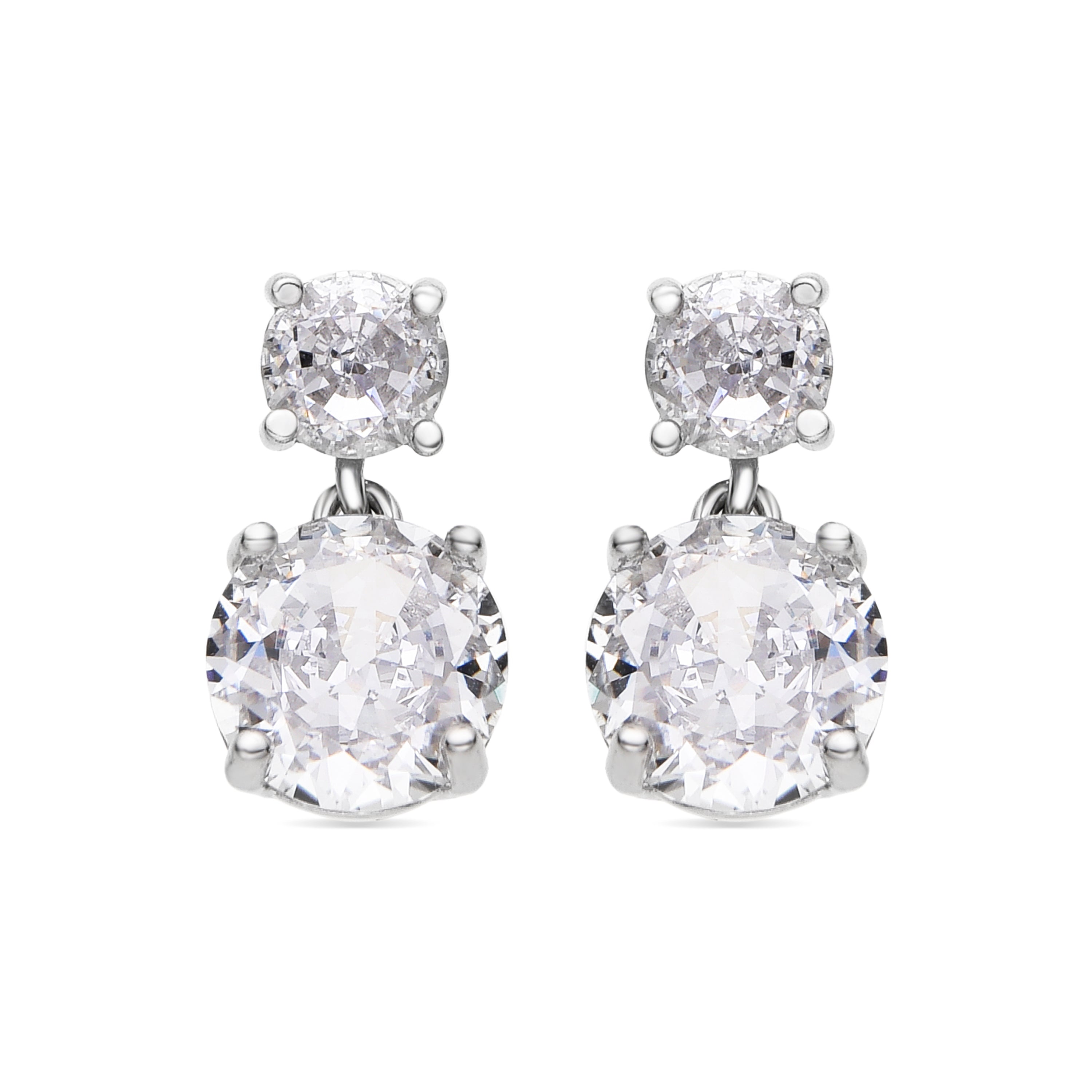 925 Sterling Silver and Brilliant Zirconia Earrings with Rhodium Finish - Nuah