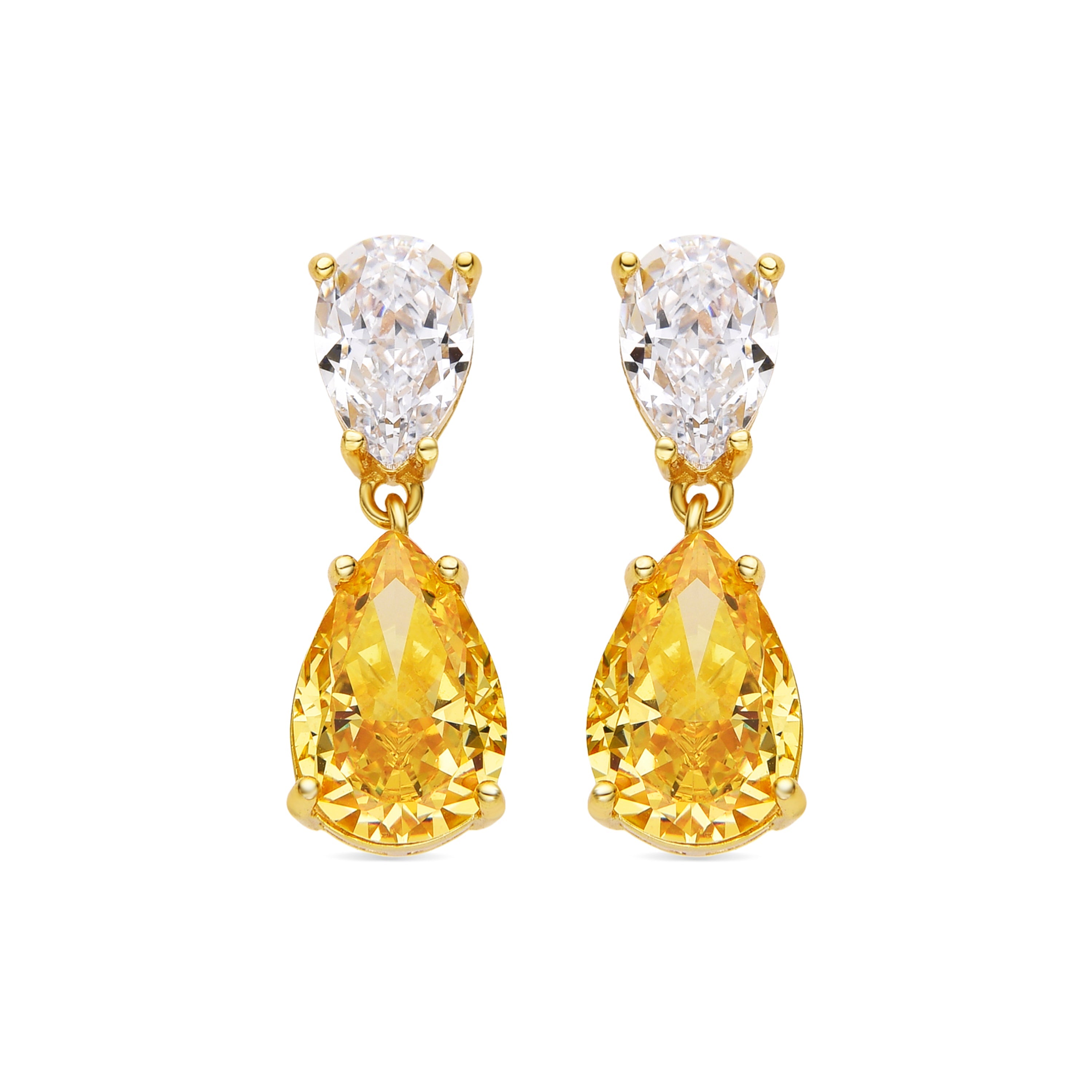 925 Sterling Silver and Padparadscha Earrings, 18k Gold Finish - Galik