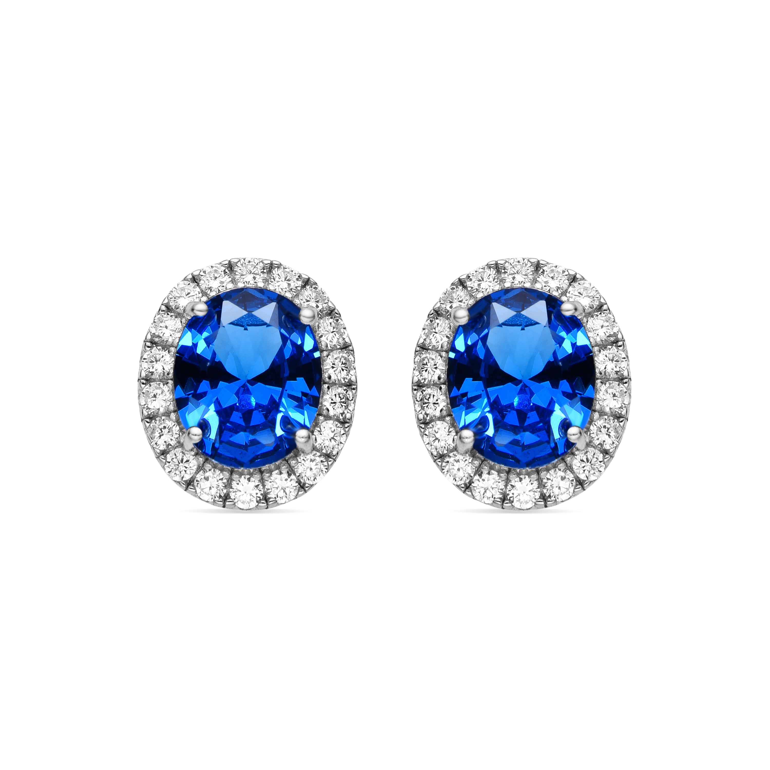 925 Sterling Silver and Sapphire Zirconia Earrings with Rhodium Finish - Lyla