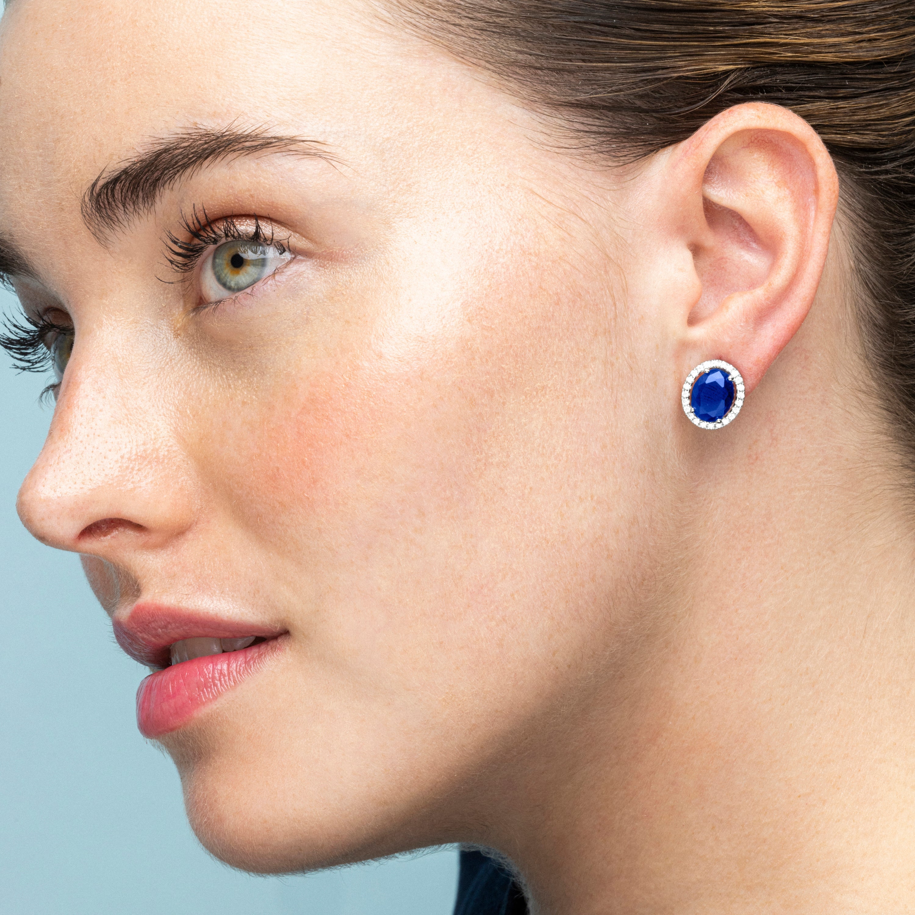 925 Sterling Silver and Sapphire Zirconia Earrings with Rhodium Finish - Lyla