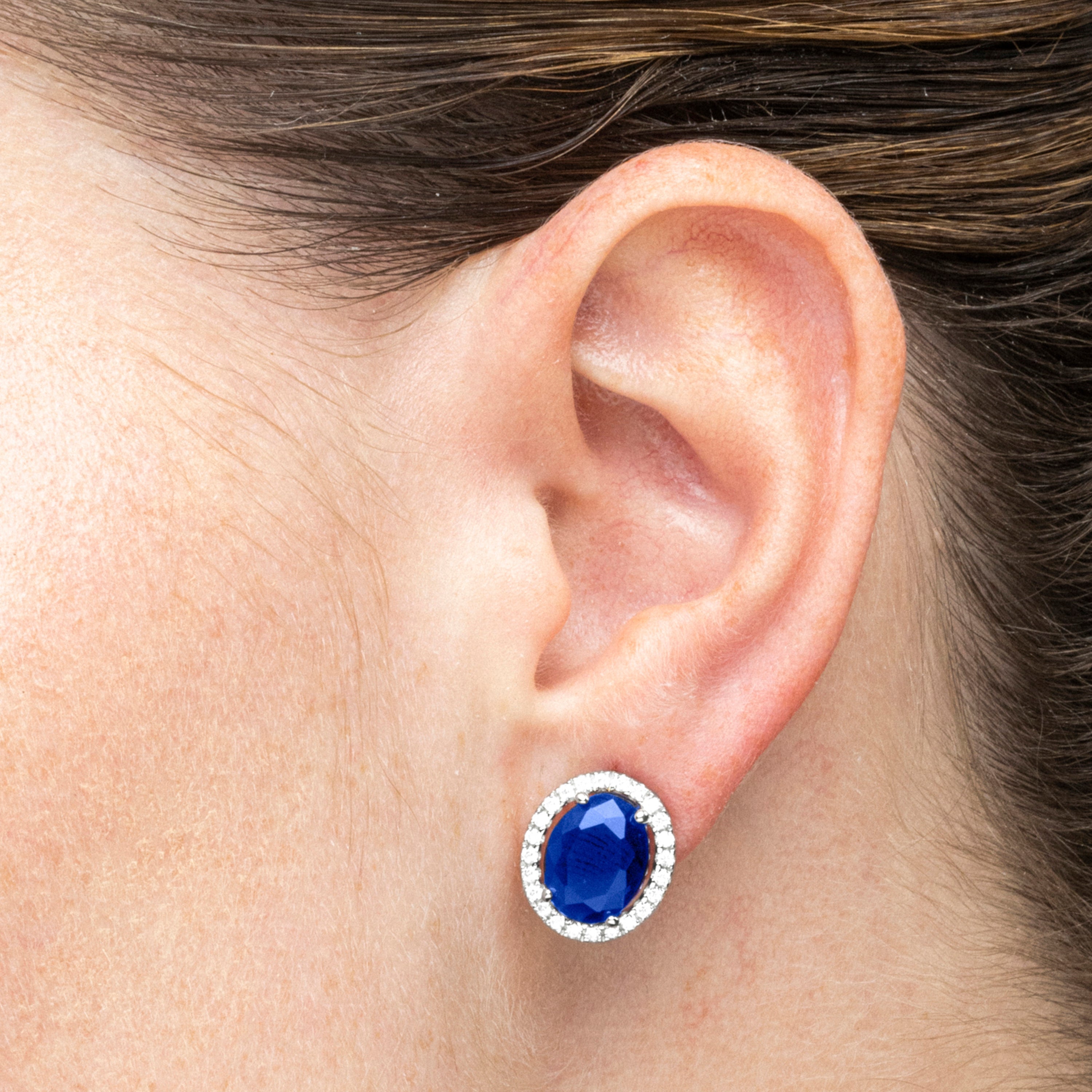 925 Sterling Silver and Sapphire Zirconia Earrings with Rhodium Finish - Lyla