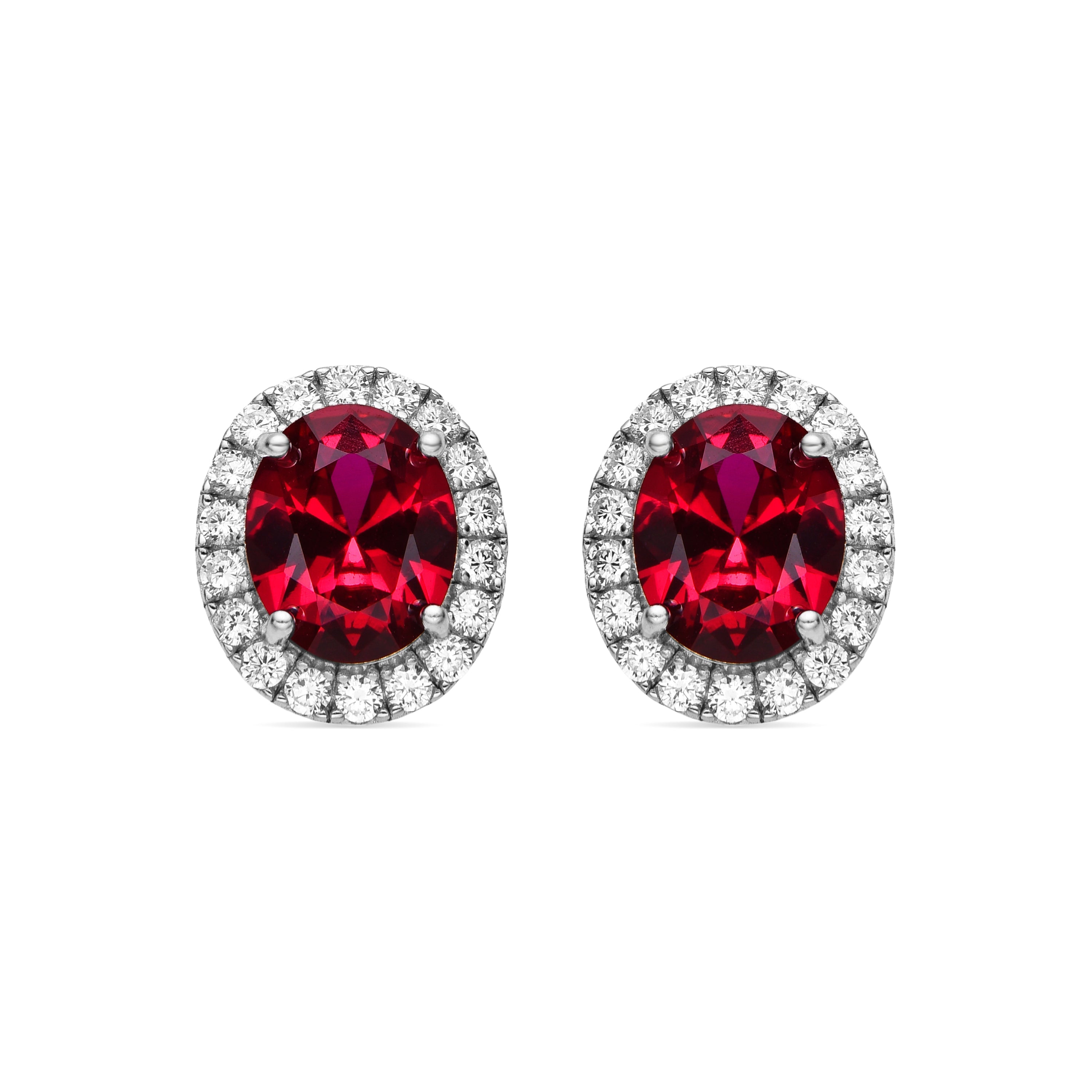 925 Sterling Silver and Ruby Zirconia Earrings with a rhodium finish Lyla