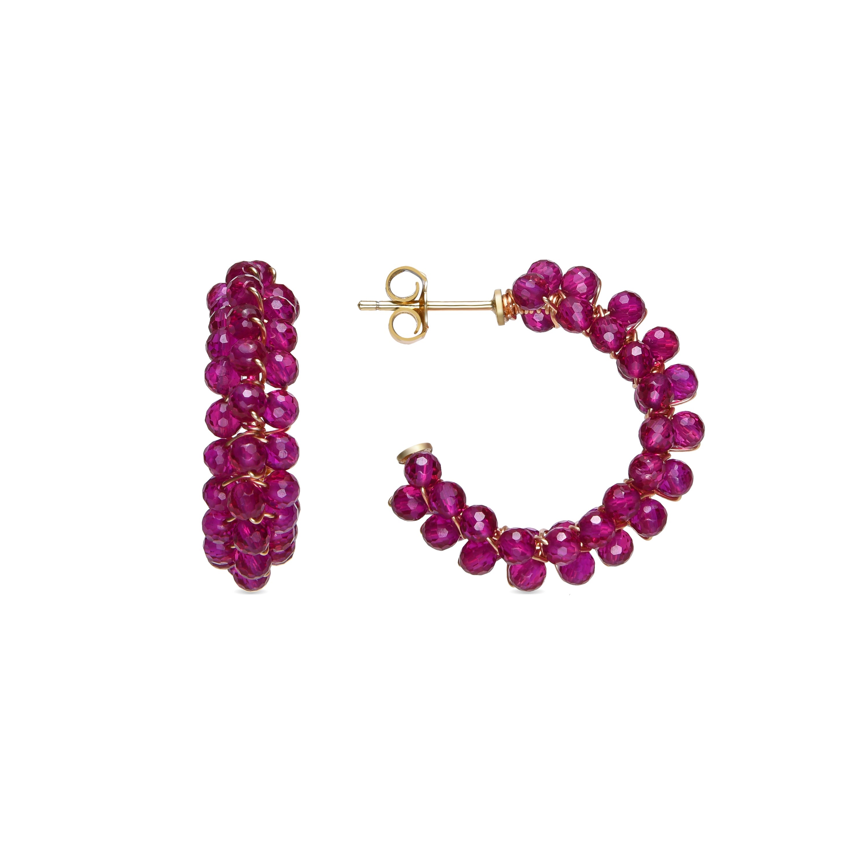 925 Sterling Silver and Pink Crystal Earrings with 18k Gold Finish - Siran