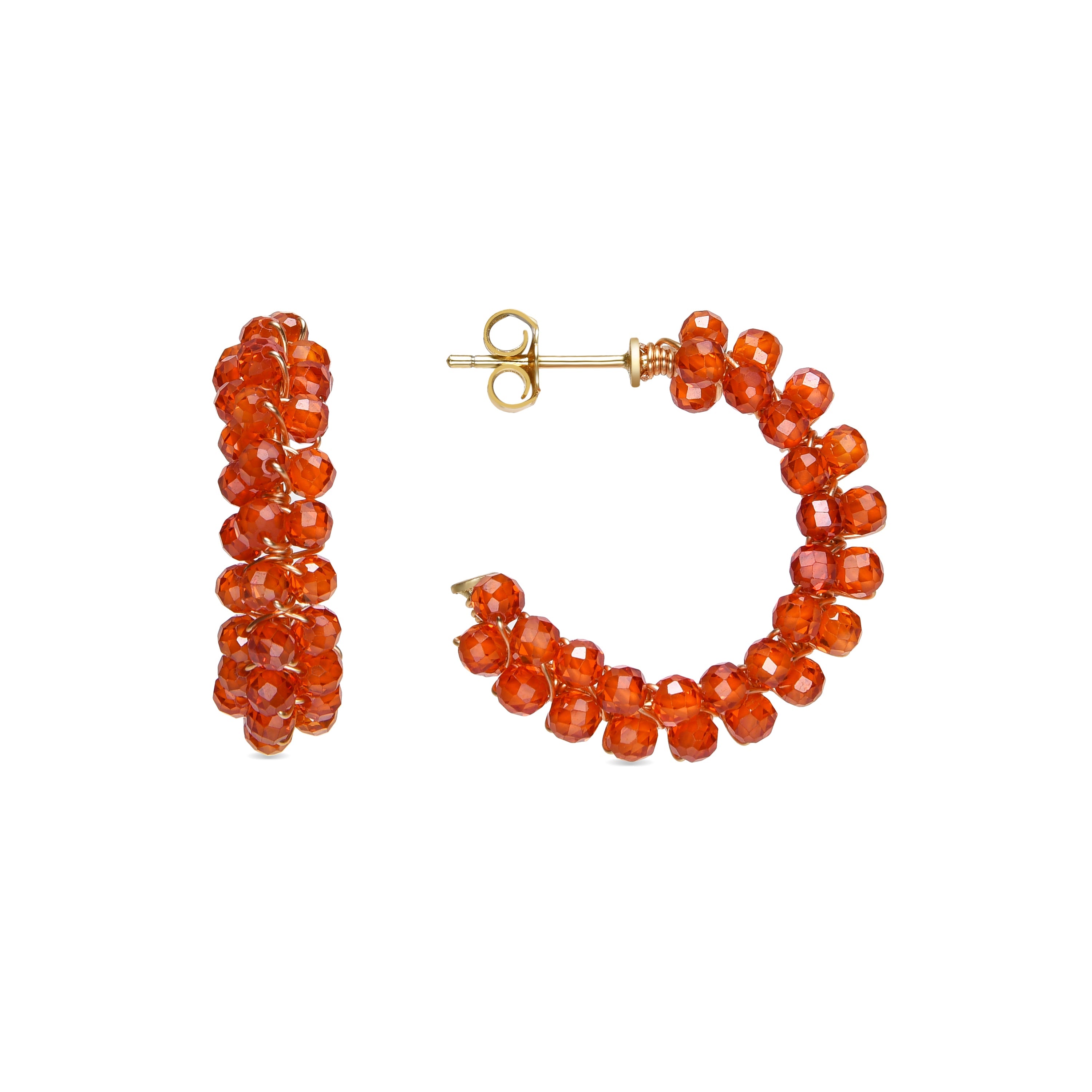 925 Sterling Silver and Orange Crystal Earrings with 18k Gold Finish - Siran