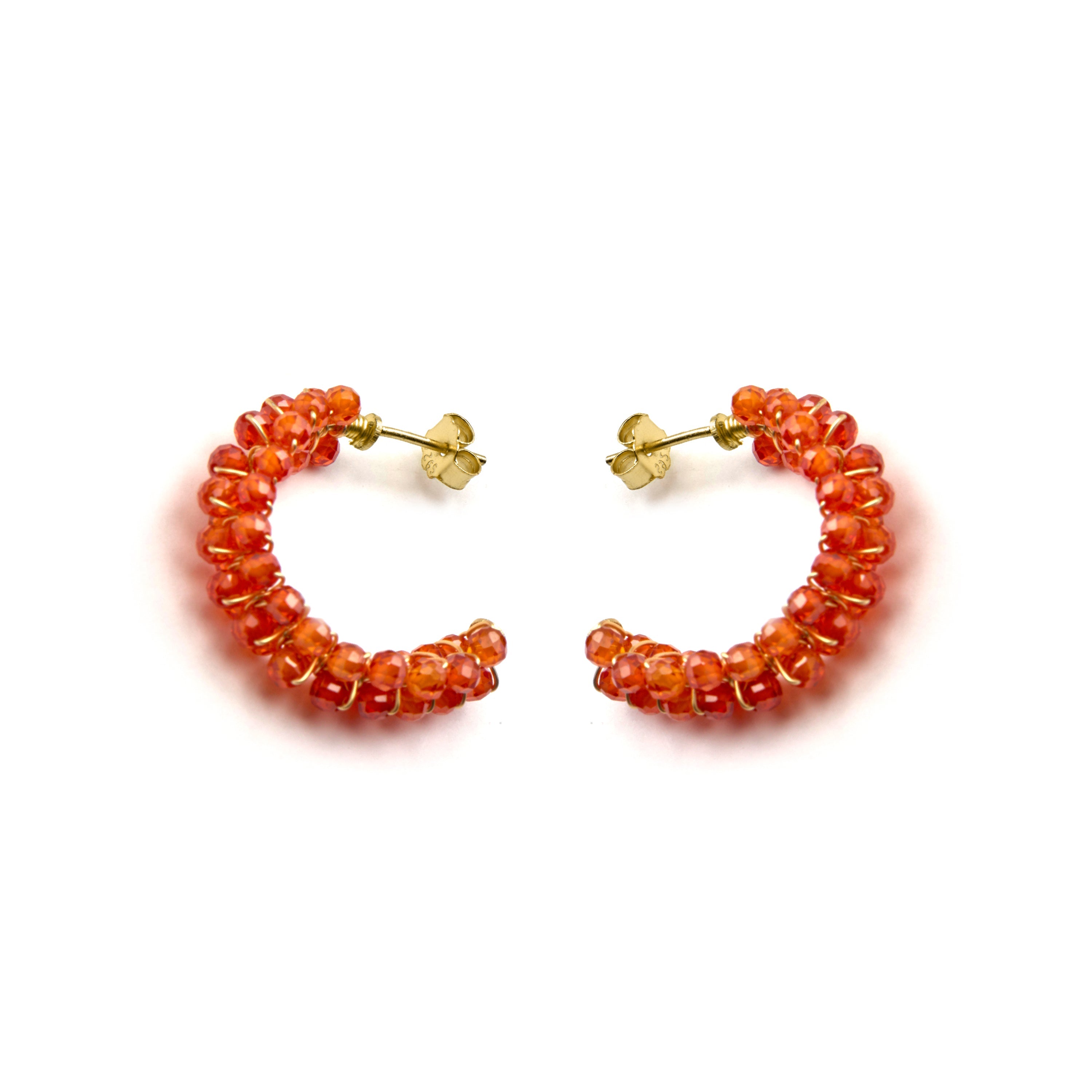 925 Sterling Silver and Orange Crystal Earrings with 18k Gold Finish - Siran