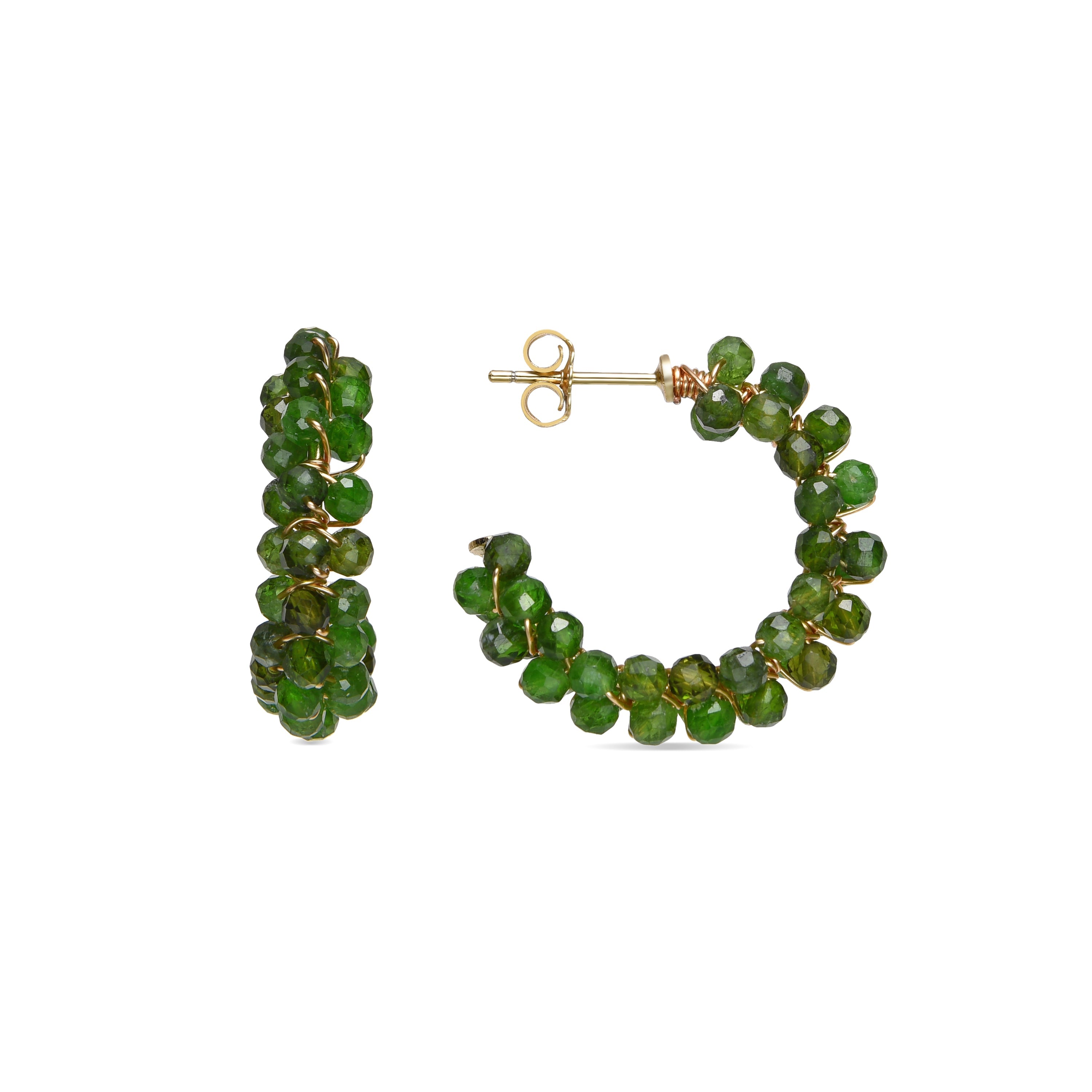 925 Sterling Silver and Green Crystal Earrings with 18k Gold Finish - Siran