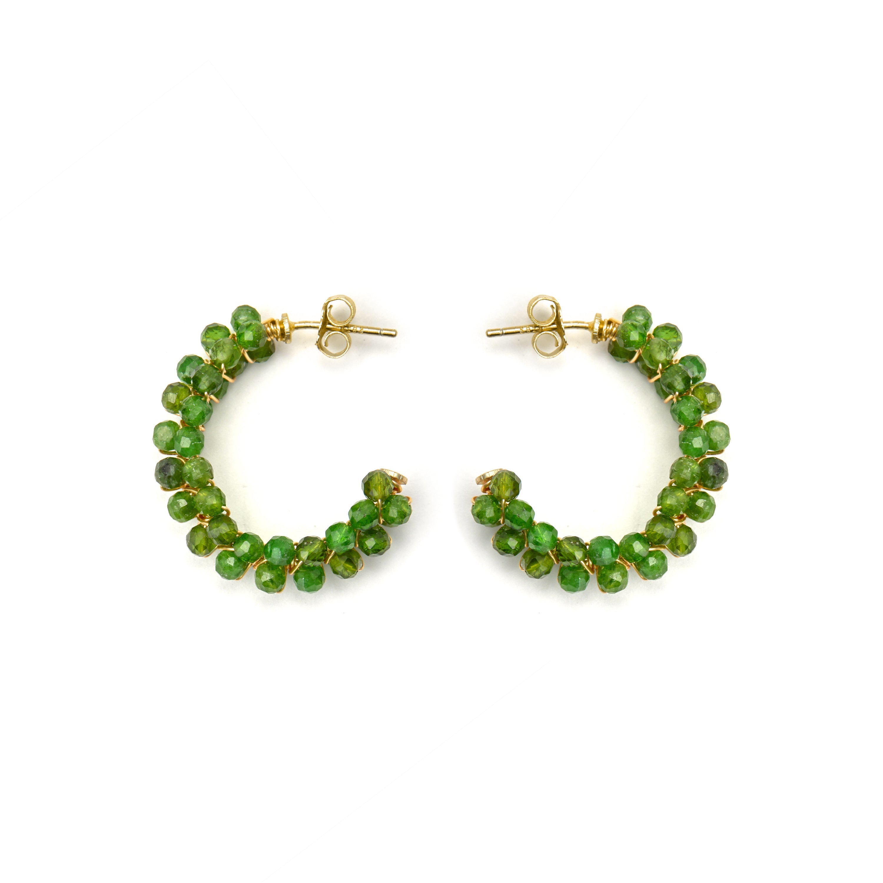 Pendientes de Plata de Ley 925 y Cristal Verde acabado oro 18k - Siran