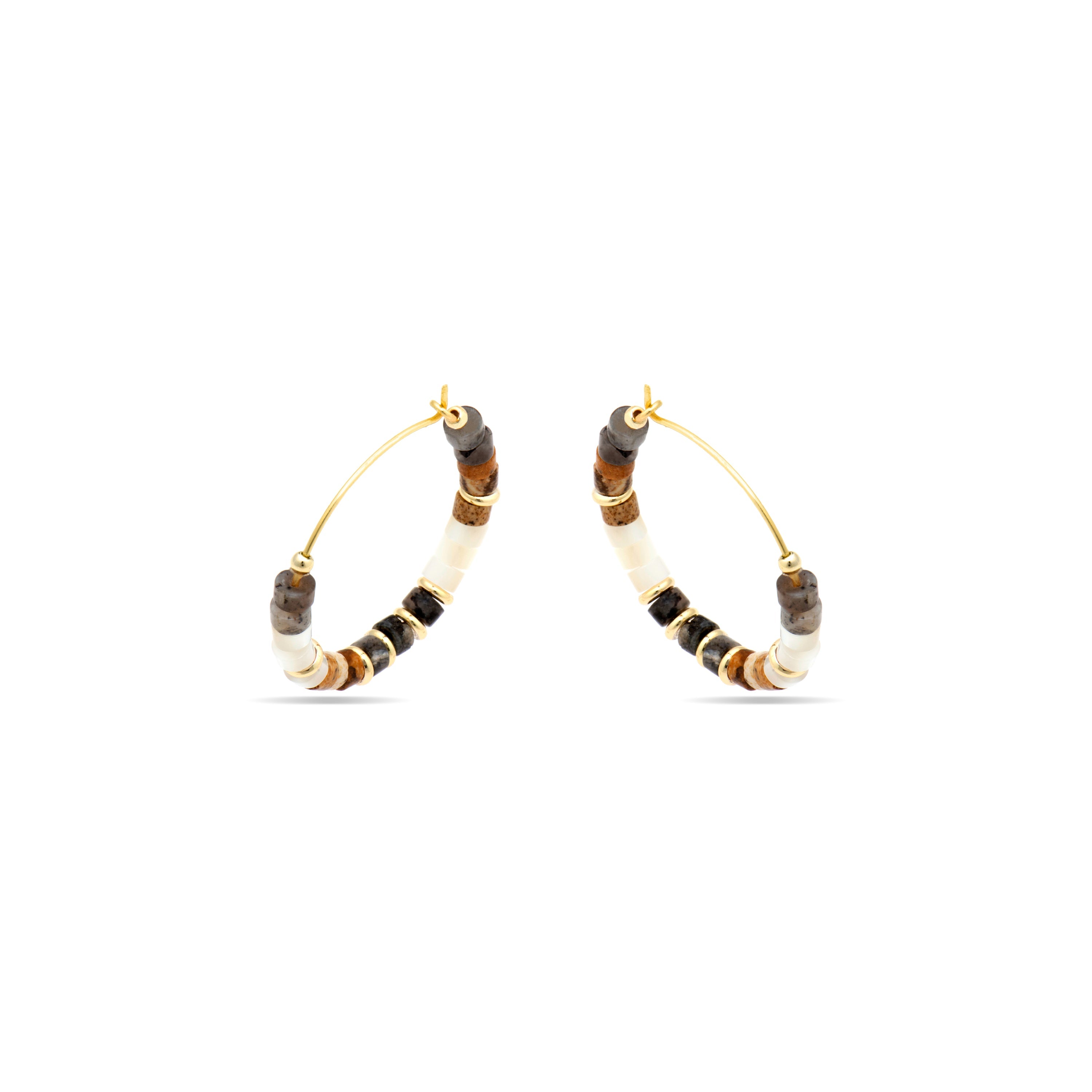 Brincos de Prata de Lei 925 e Olho de Tigre com acabamento em ouro amarelo 18k - Gelmi