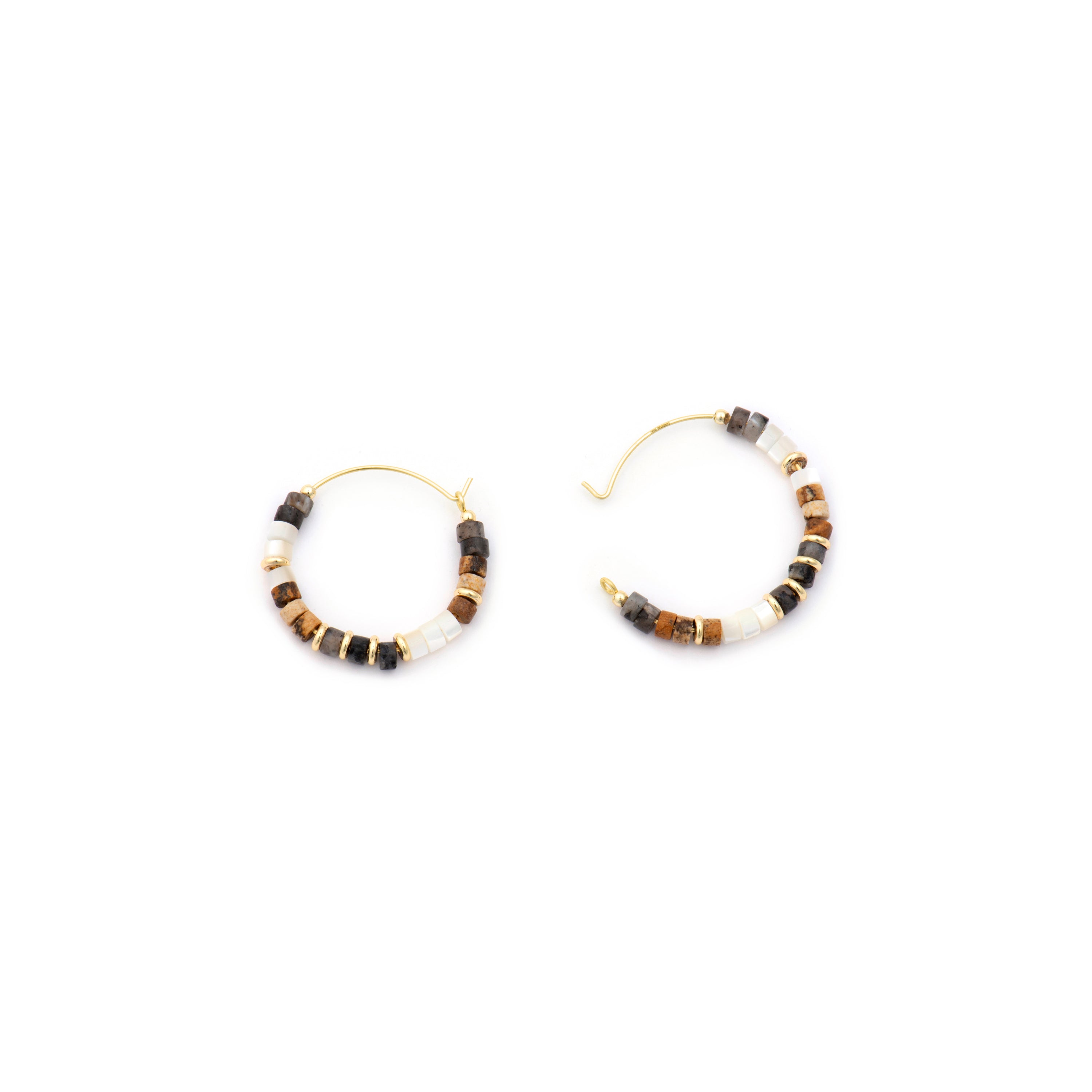 Brincos de Prata de Lei 925 e Olho de Tigre com acabamento em ouro amarelo 18k - Gelmi