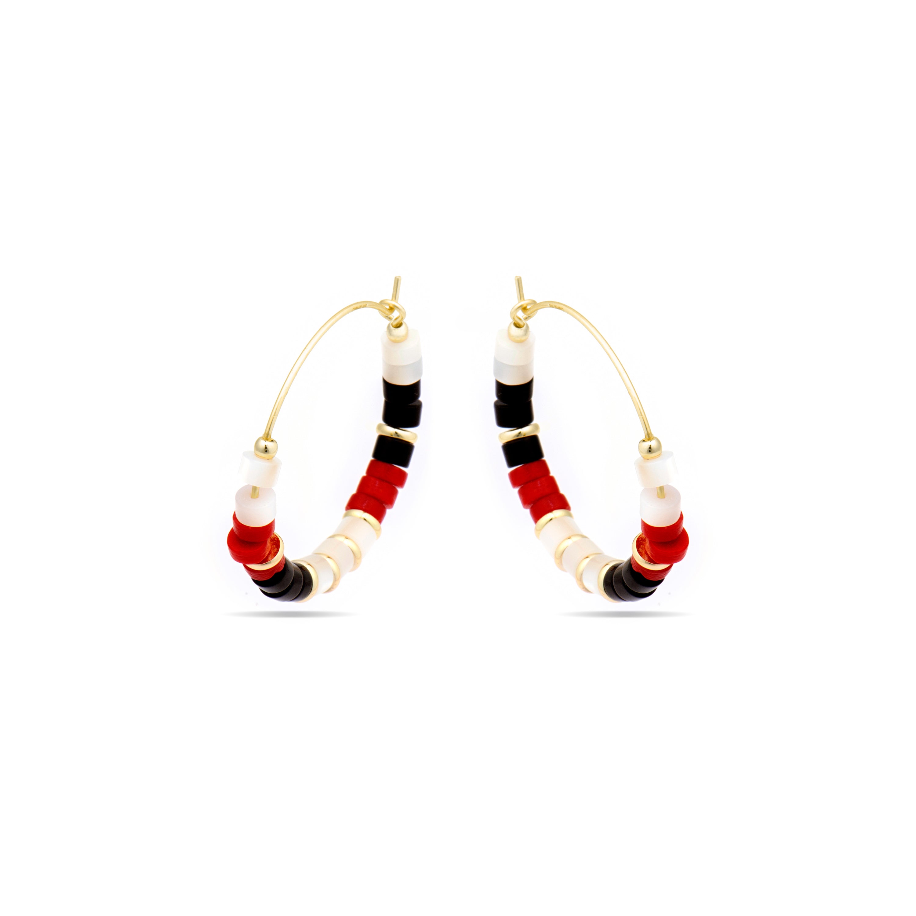 Brincos em Prata 925 e Coral com acabamento em ouro amarelo 18k - Ilmina
