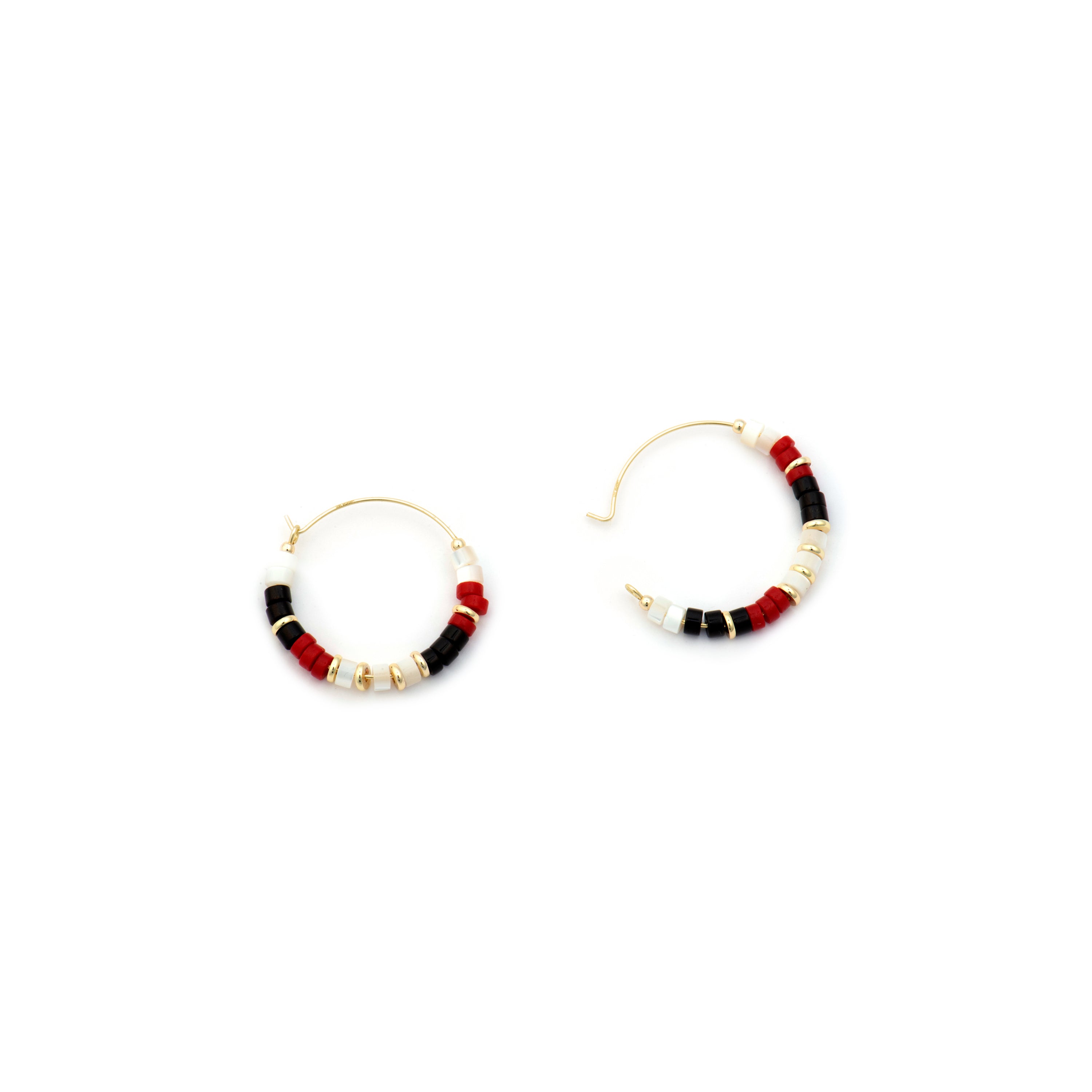 Brincos em Prata 925 e Coral com acabamento em ouro amarelo 18k - Ilmina