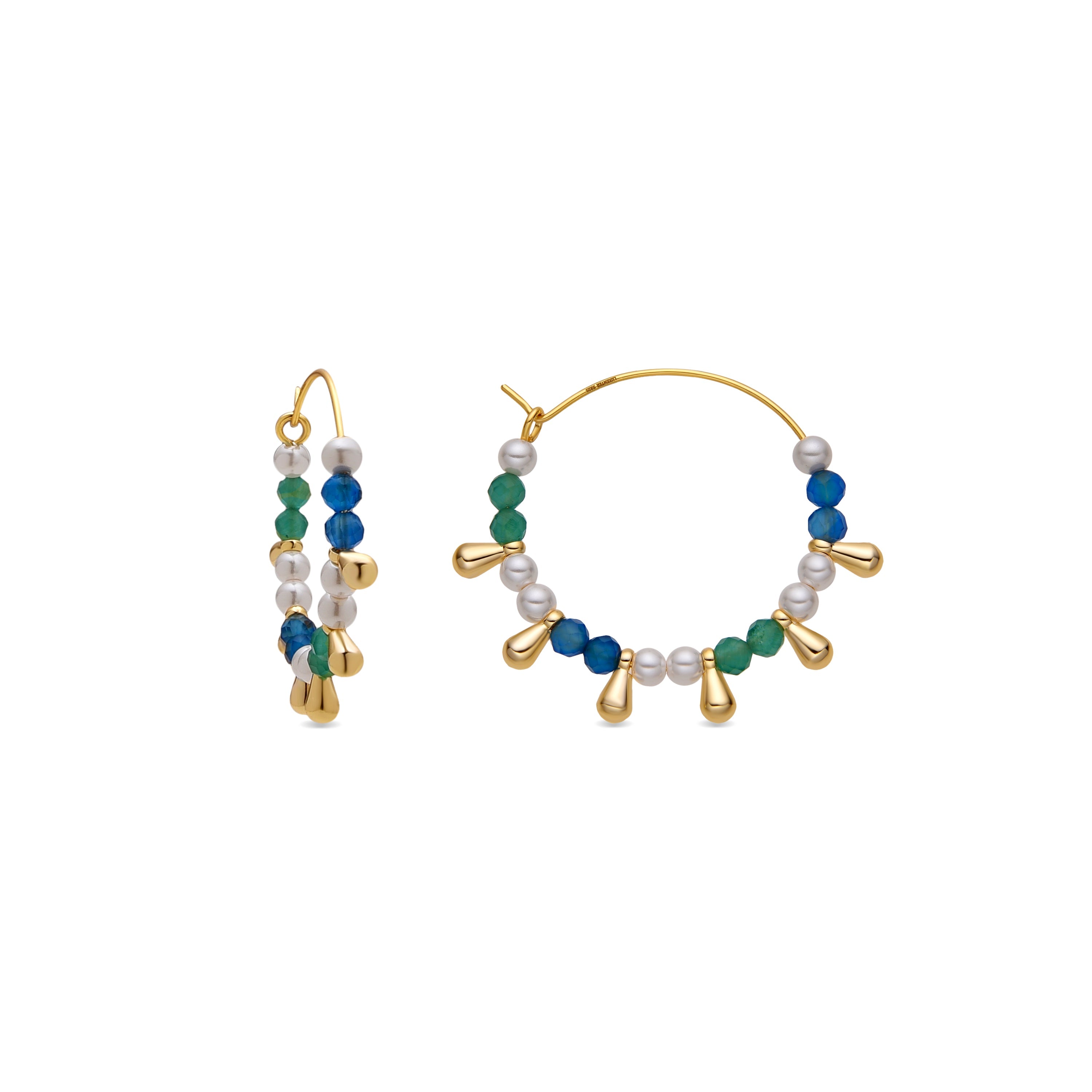 925 Sterling Silver and Dark Blue Crystal Earrings with 18k Gold Finish - Dirad