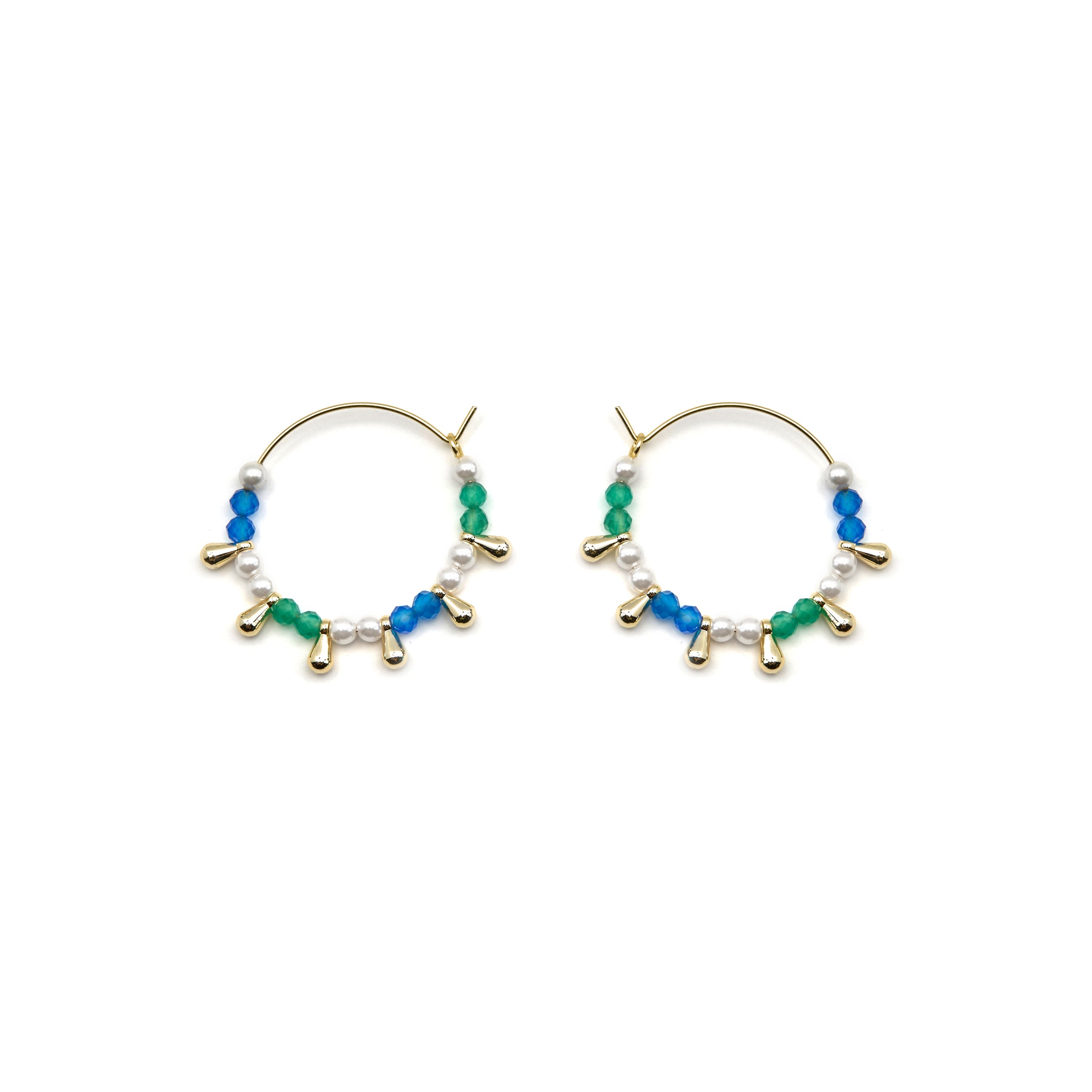 925 Sterling Silver and Dark Blue Crystal Earrings with 18k Gold Finish - Dirad