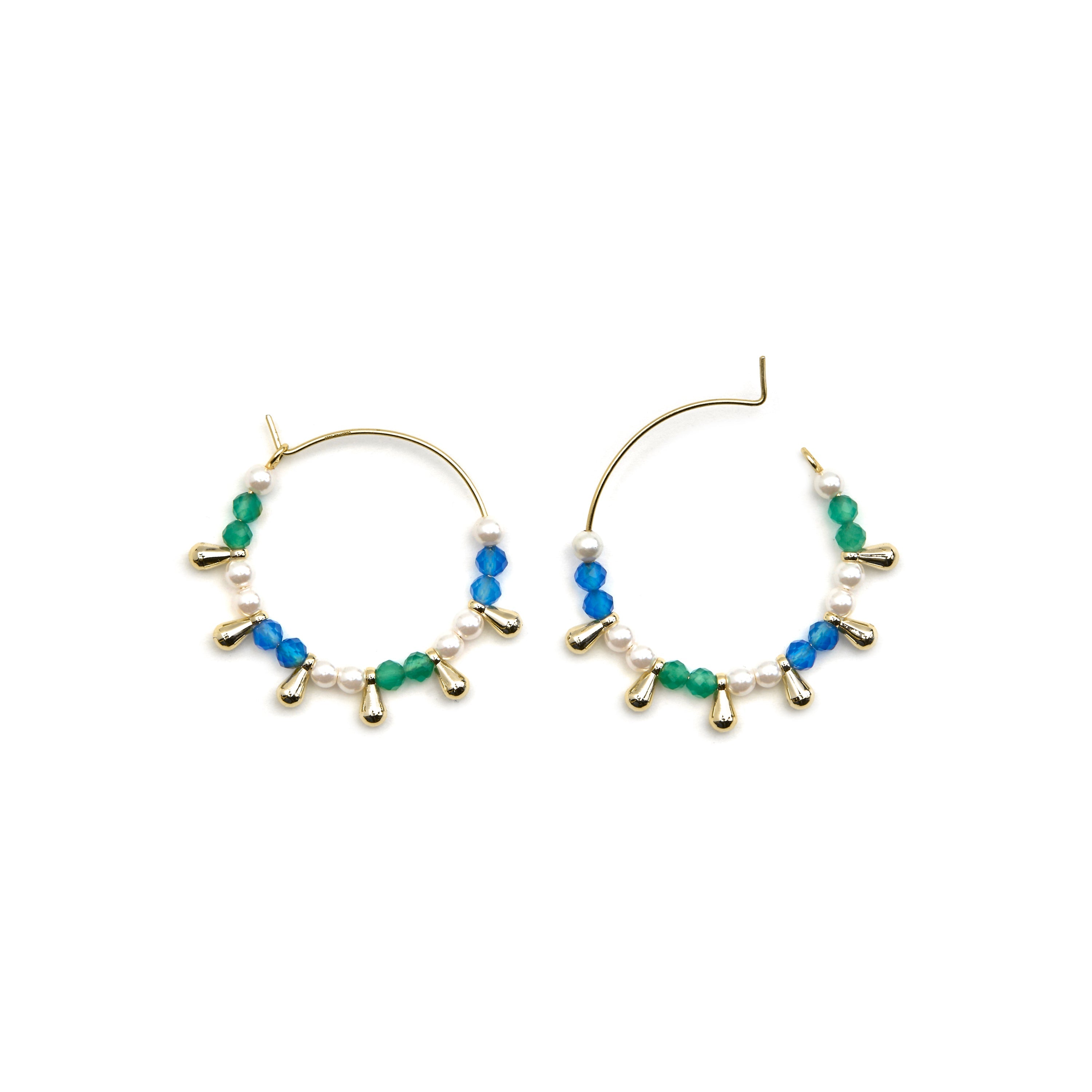 925 Sterling Silver and Dark Blue Crystal Earrings with 18k Gold Finish - Dirad