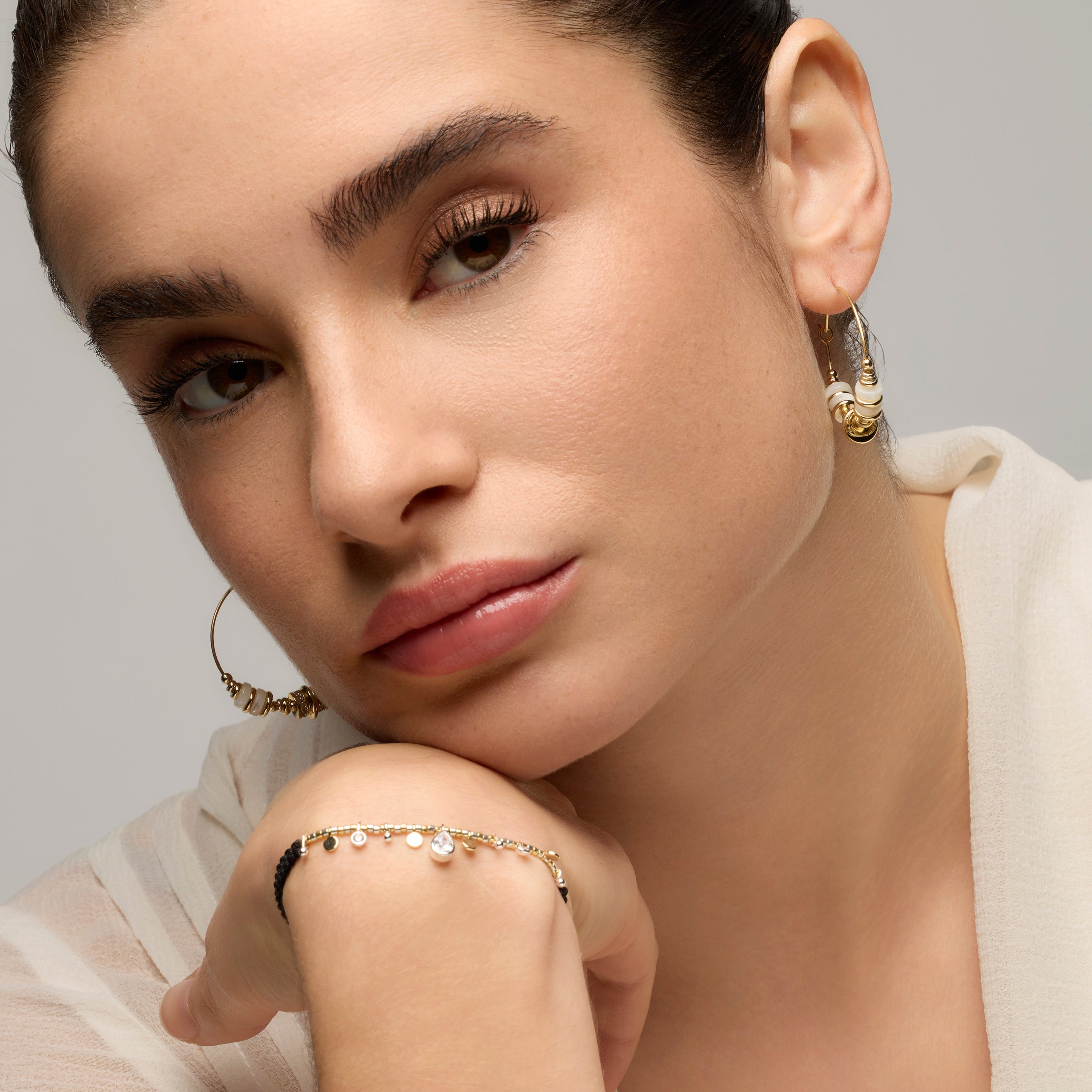 925 Sterling Silver and White Mother of Pearl Earrings with 18k Yellow Gold Finish - Darkba