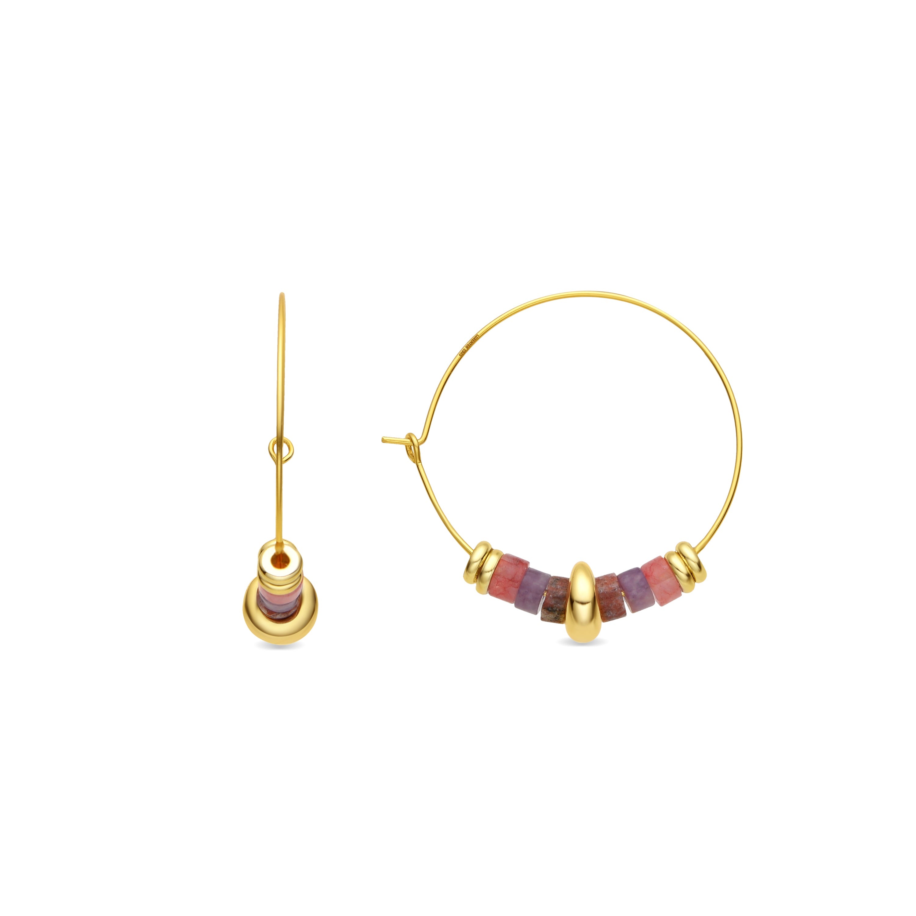925 Sterling Silver and Natural Amethyst Earrings, 18k Yellow Gold Finish - Darkba