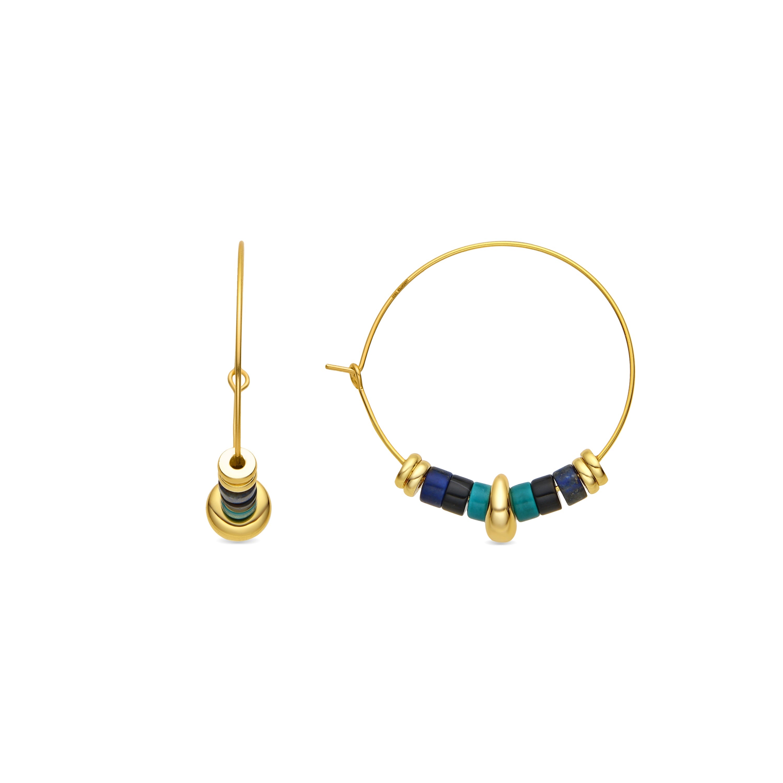 Brincos em Prata 925 com Banho de Ouro 18K e Malaquita - Darkba