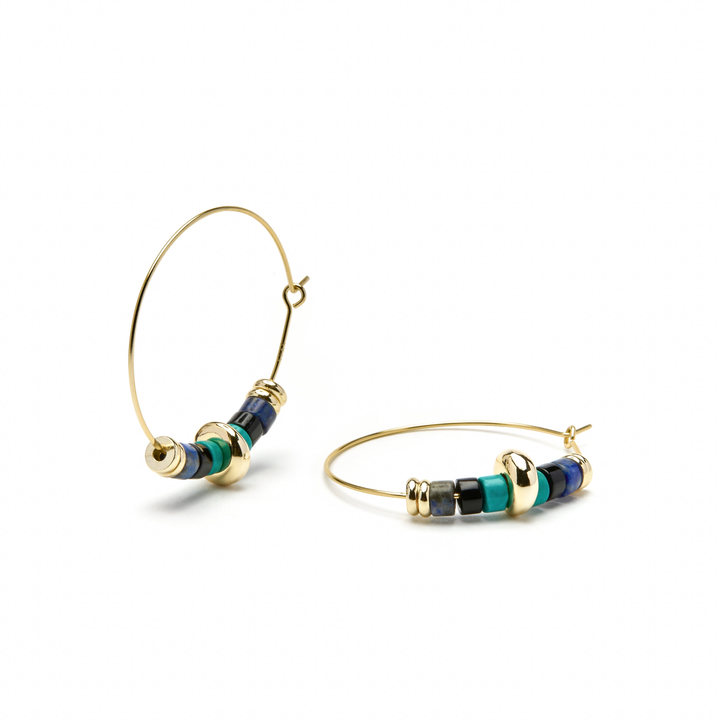 Brincos em Prata 925 com Banho de Ouro 18K e Malaquita - Darkba