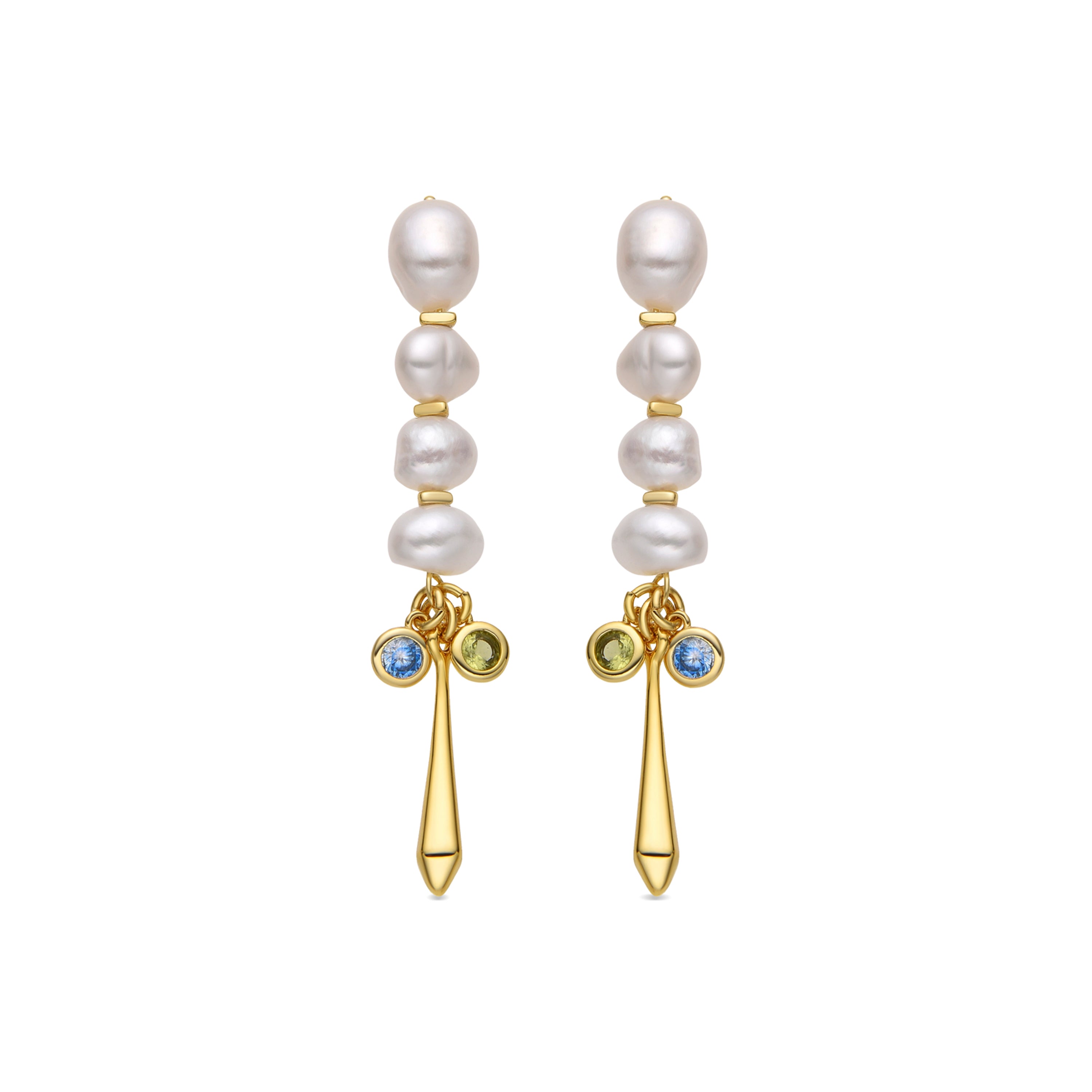 925 Sterling Silver and White Pearl Earrings with 18k Gold Finish - Thydo