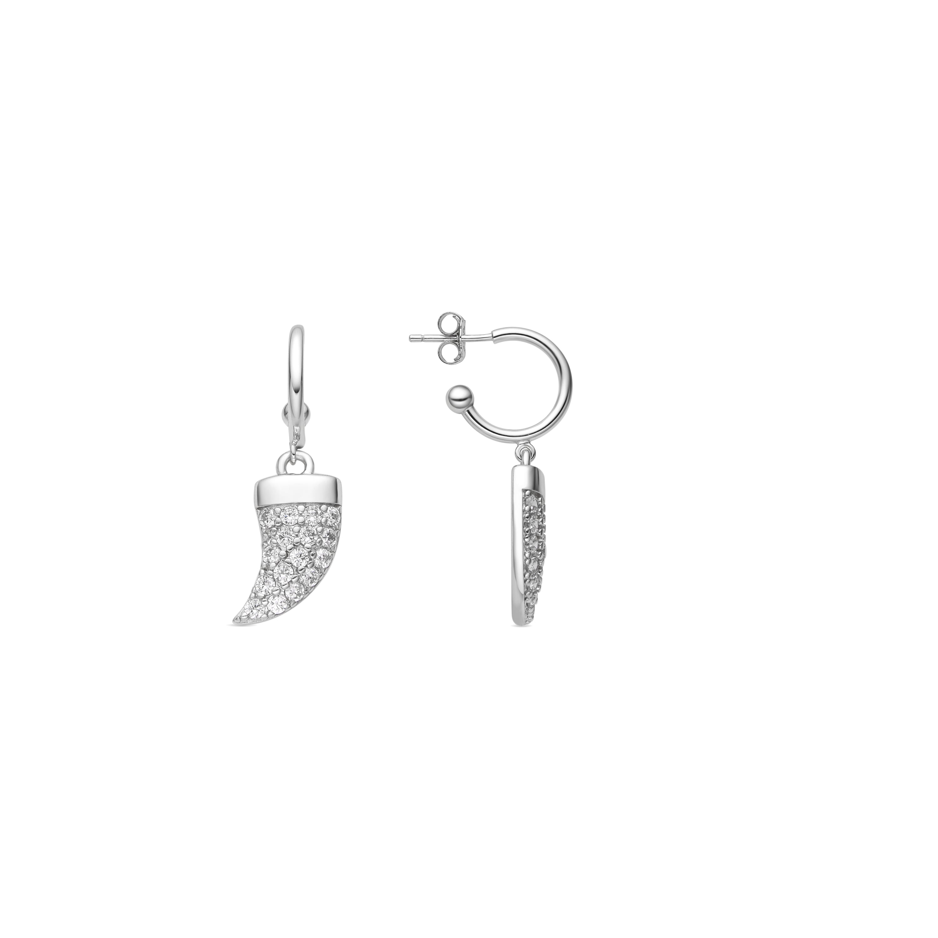 925 Sterling Silver and Brilliant Zirconia Earrings with Rhodium Finish - Dek