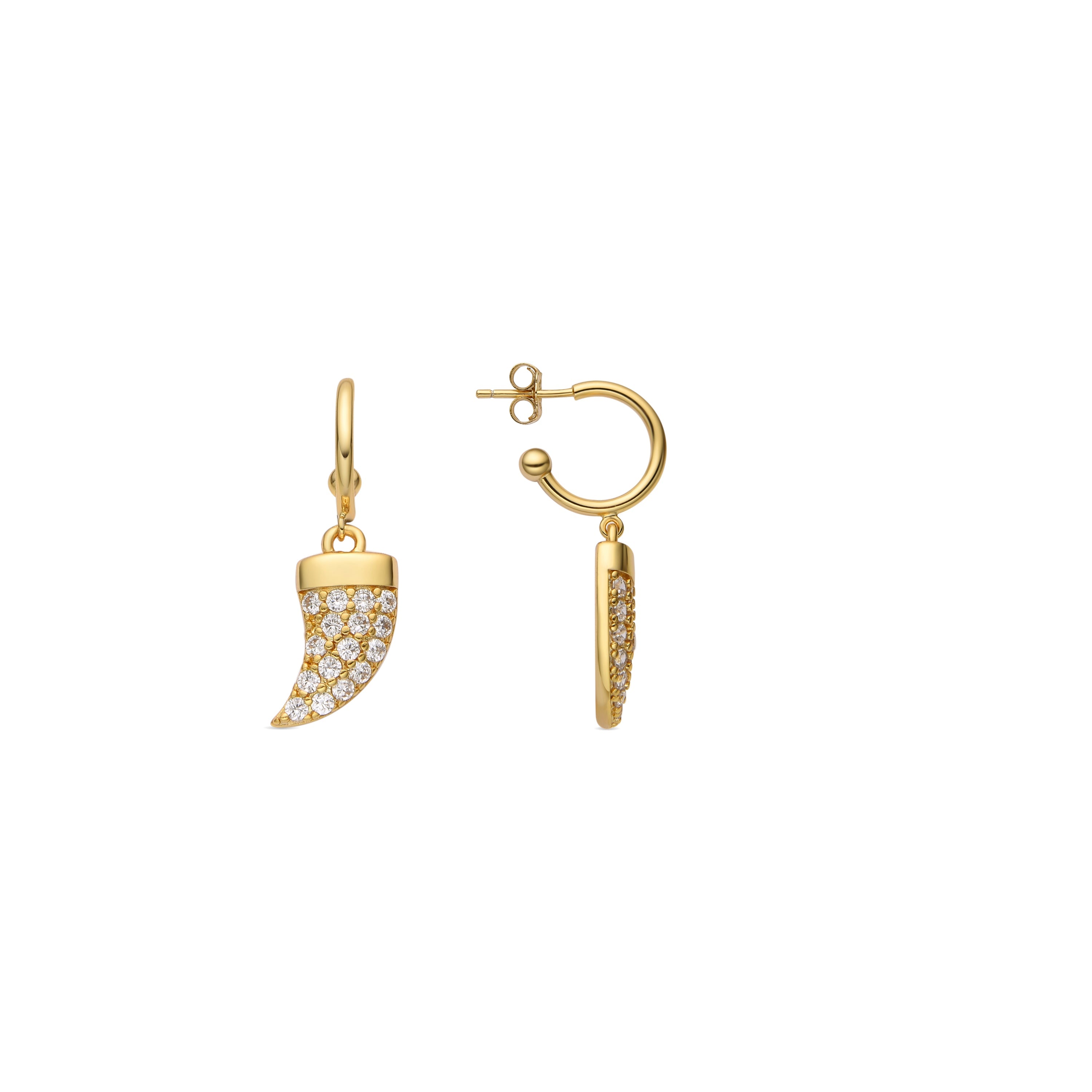 925 Sterling Silver and Brilliant Zirconia Earrings, 18k Gold Finish - Dek