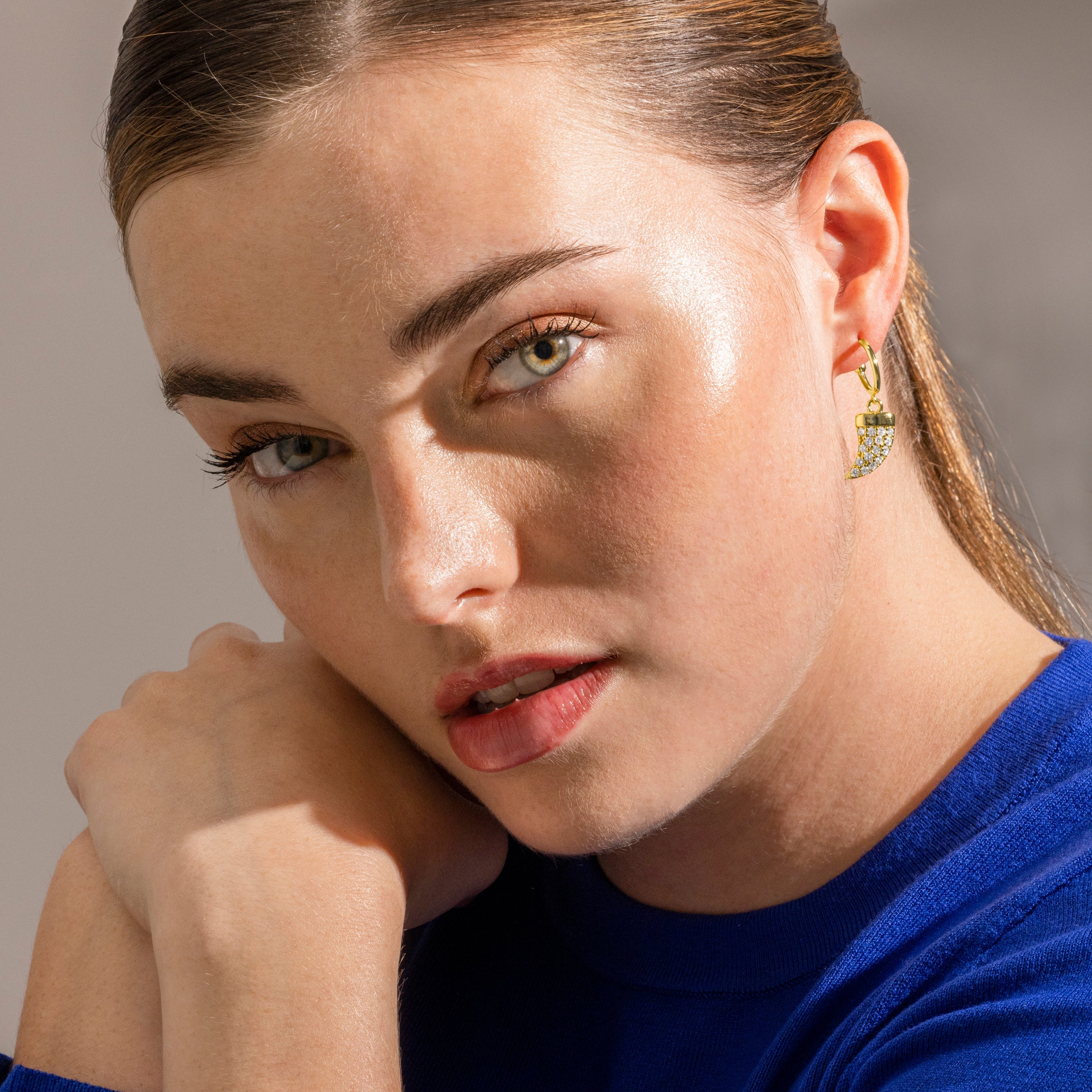 925 Sterling Silver and Brilliant Zirconia Earrings, 18k Gold Finish - Dek
