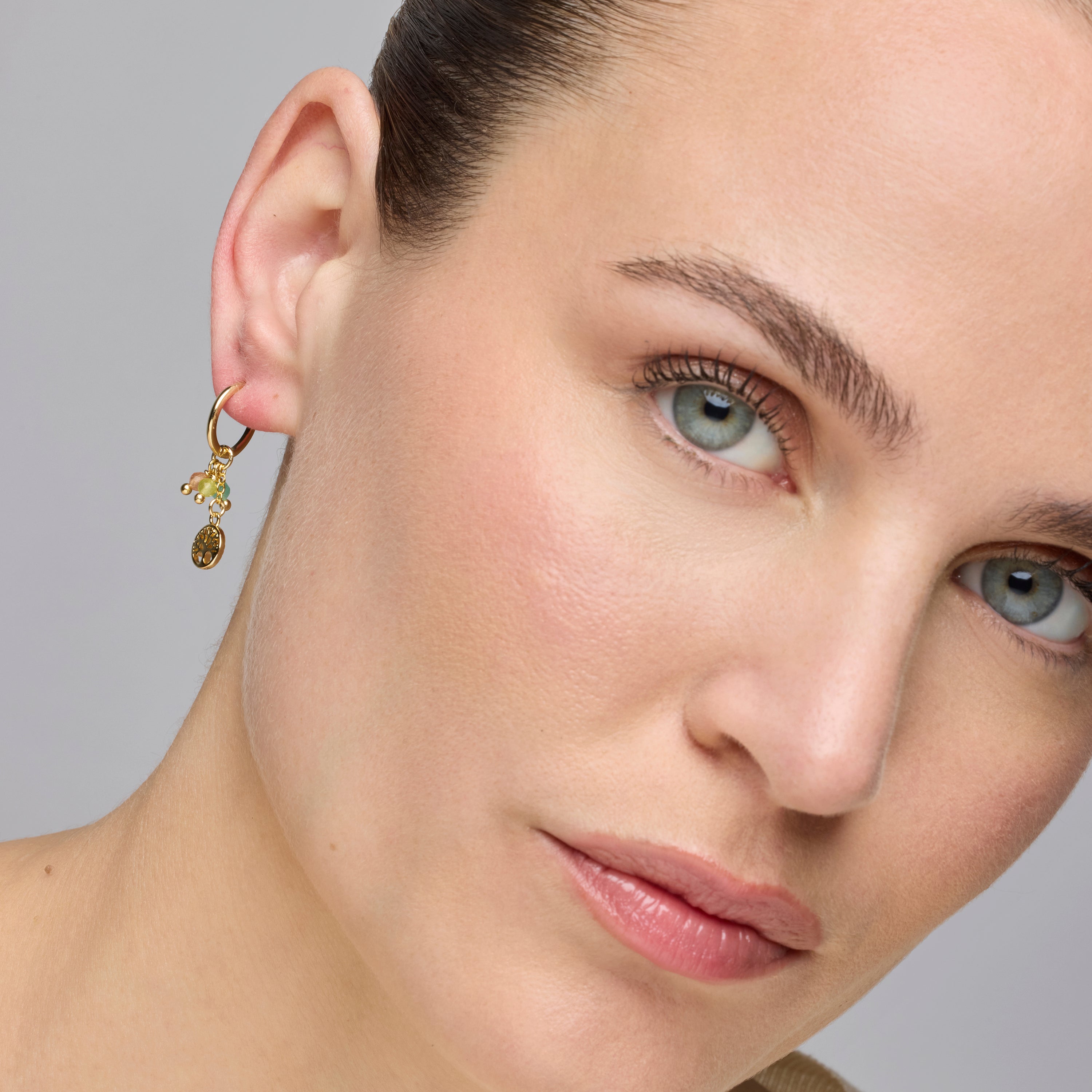 925 Sterling Silver and Multicolor Crystal Earrings, 18k Yellow Gold Finish - Balal