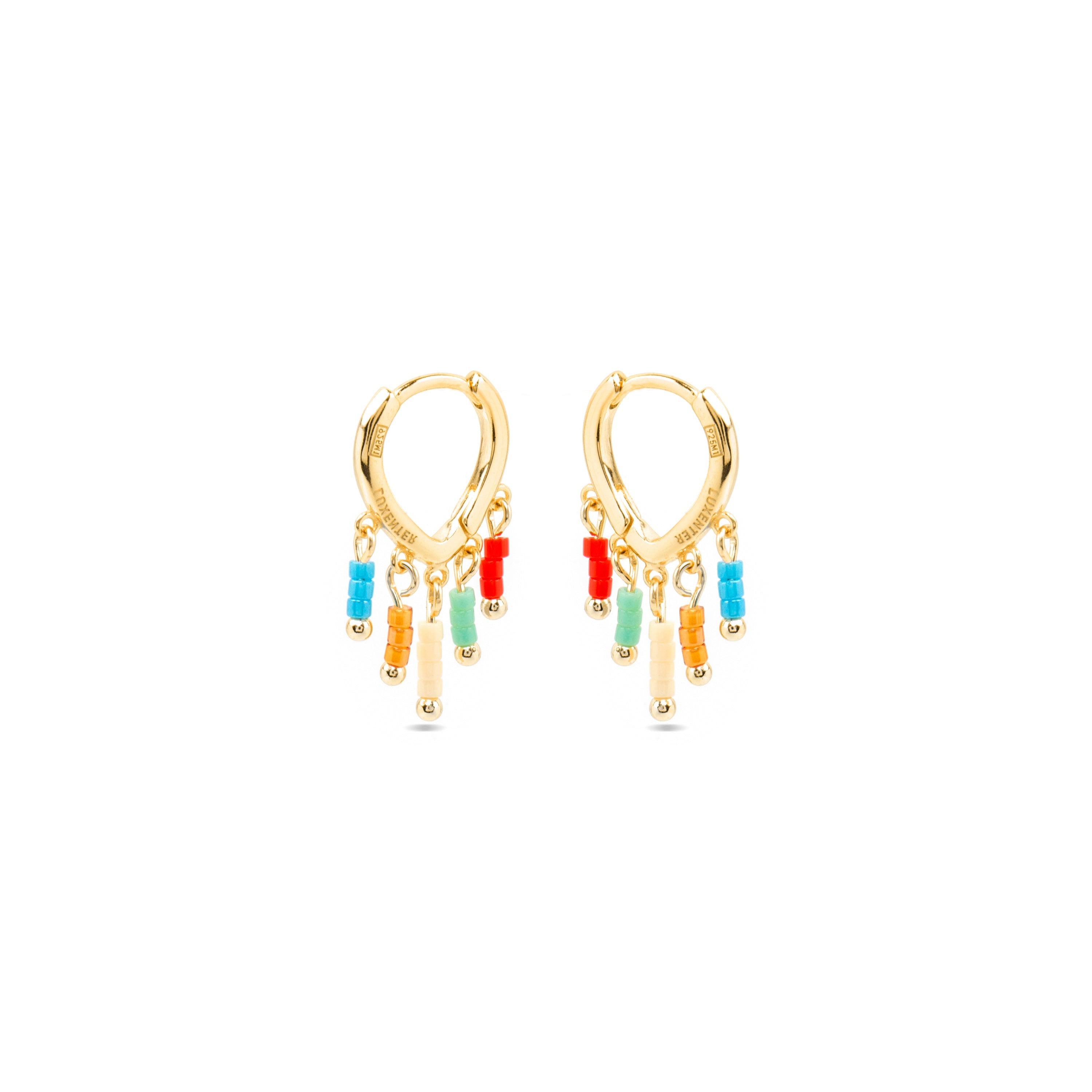 925 Sterling Silver and Multicolor Lacquer Earrings with 18k Yellow Gold Finish - Kelao