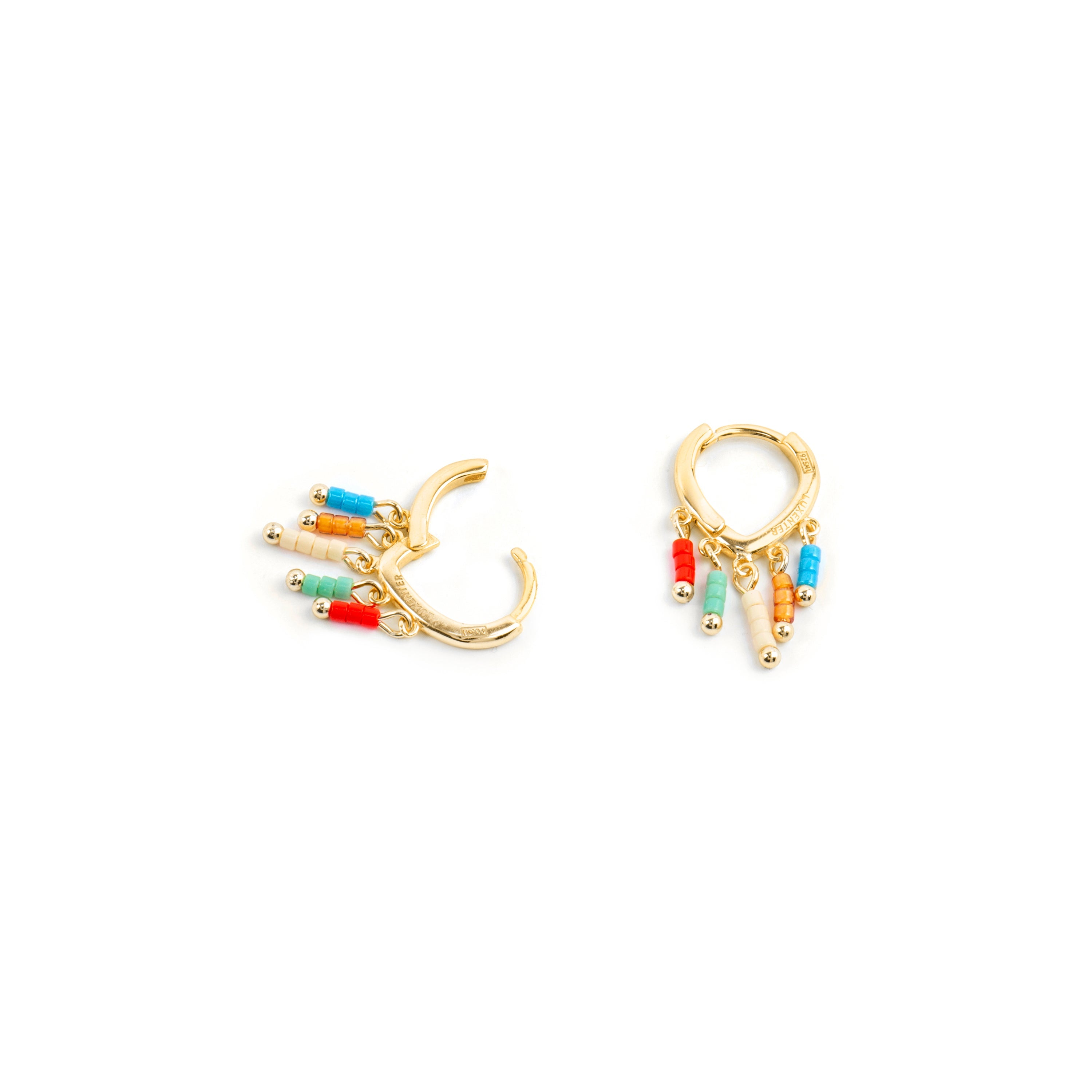 925 Sterling Silver and Multicolor Lacquer Earrings with 18k Yellow Gold Finish - Kelao