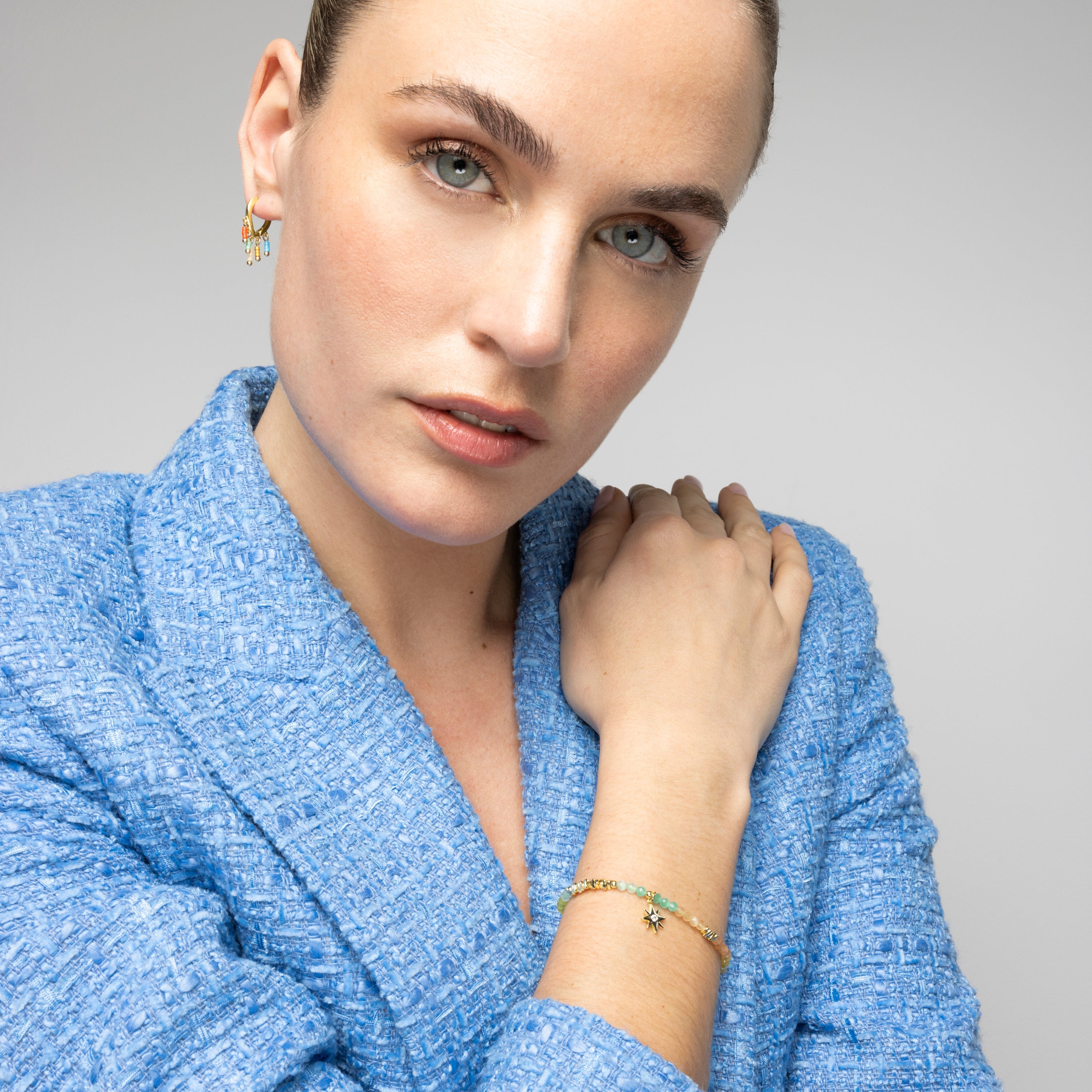 925 Sterling Silver and Multicolor Lacquer Earrings with 18k Yellow Gold Finish - Kelao