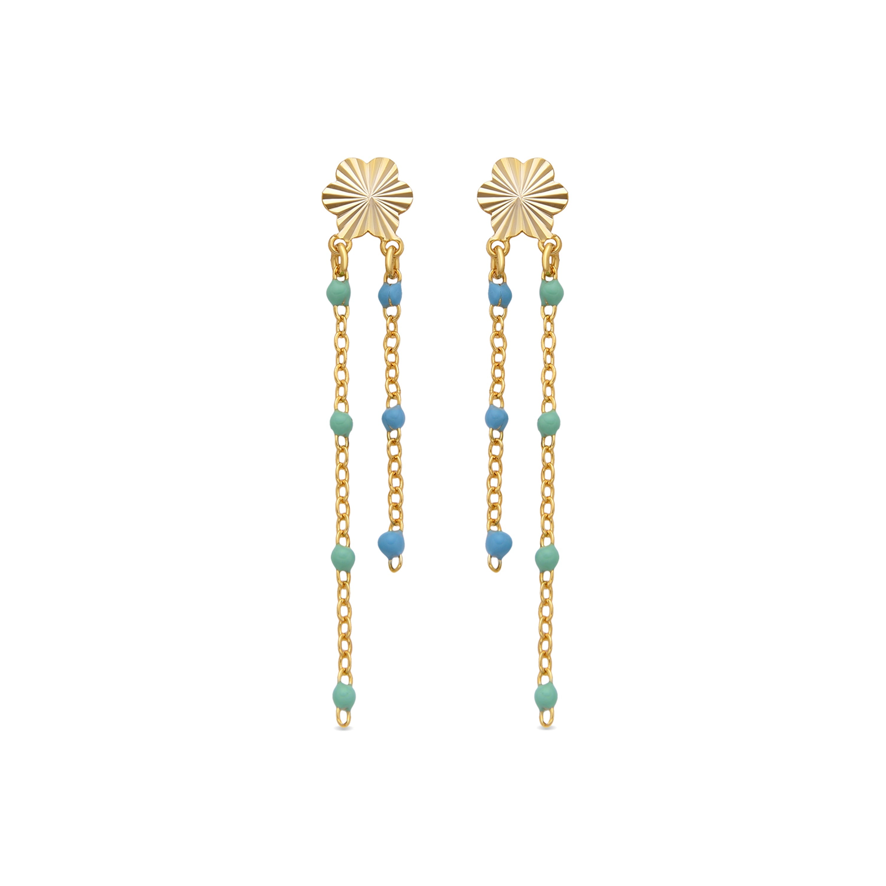 925 Sterling Silver and Blue Lacquer Earrings with 18k Yellow Gold Finish - Hemi