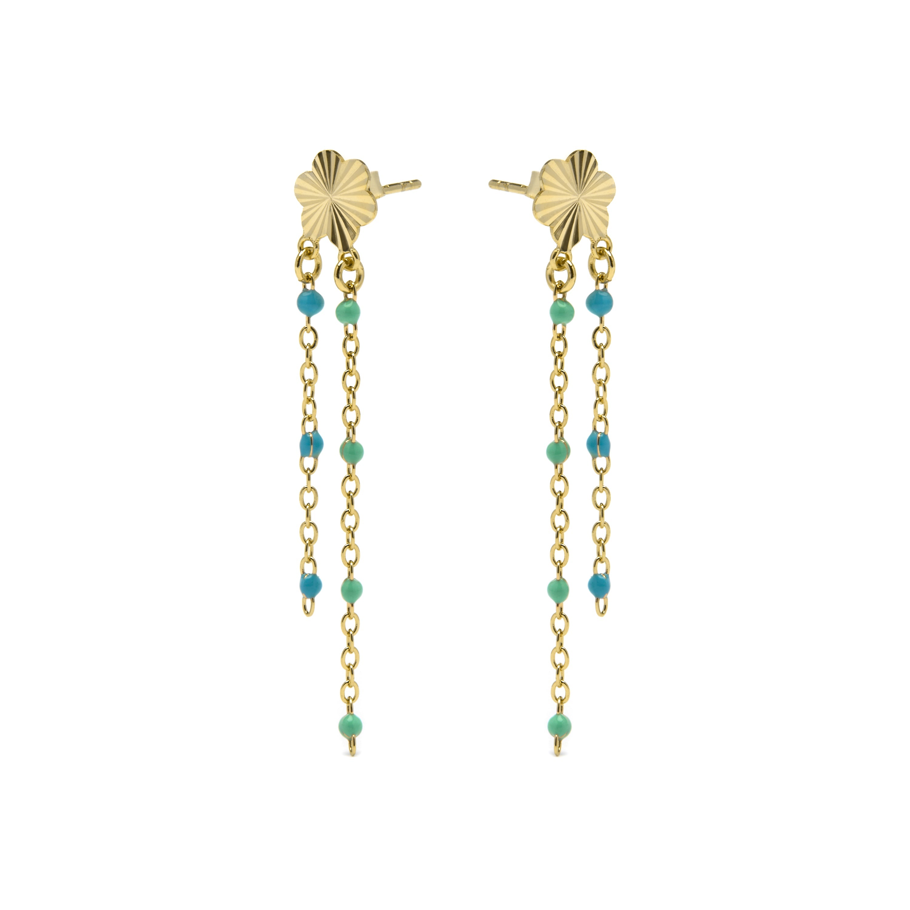 925 Sterling Silver and Blue Lacquer Earrings with 18k Yellow Gold Finish - Hemi