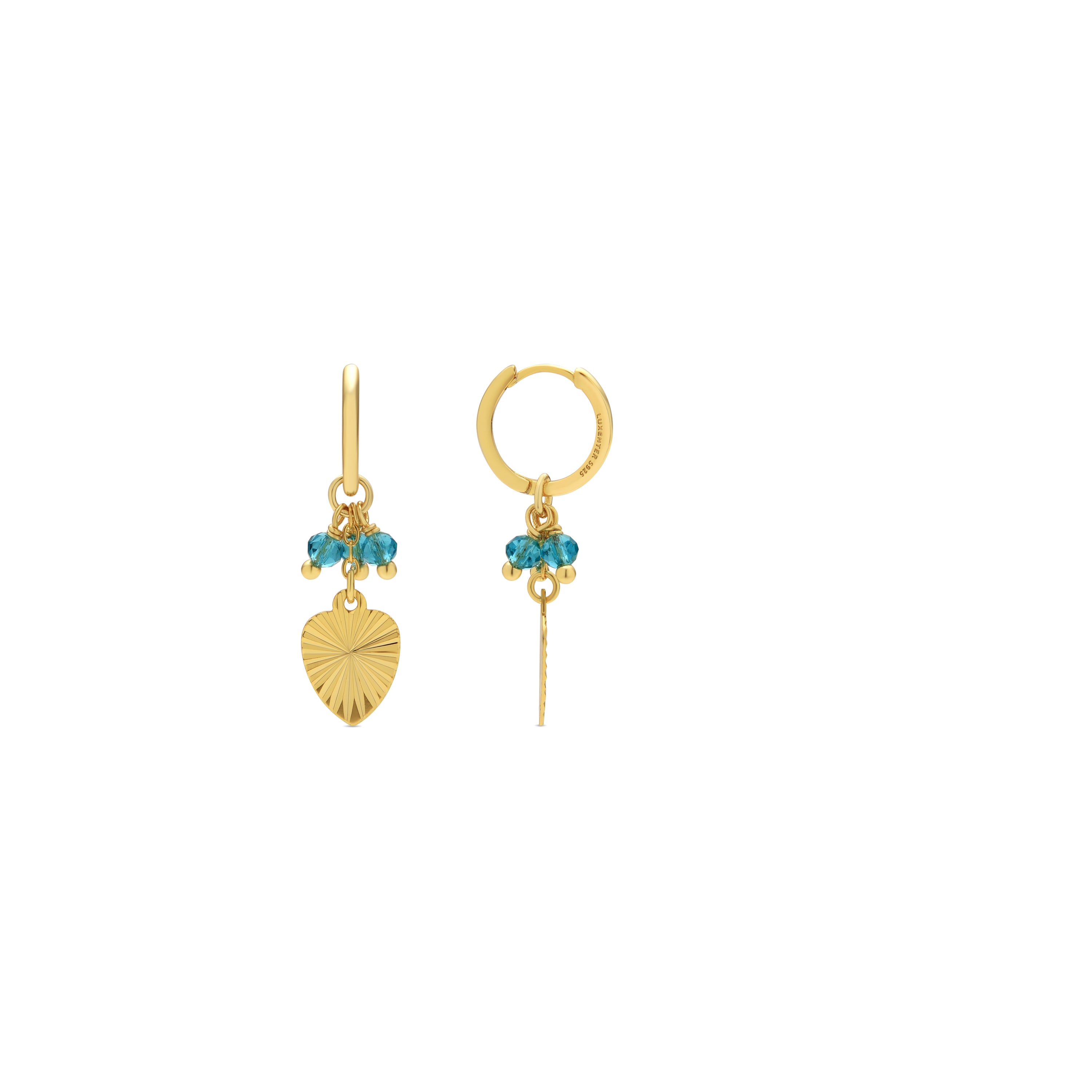 Brincos de Prata de Lei 925 e Cristal Verde com acabamento em ouro amarelo 18k - Sopu