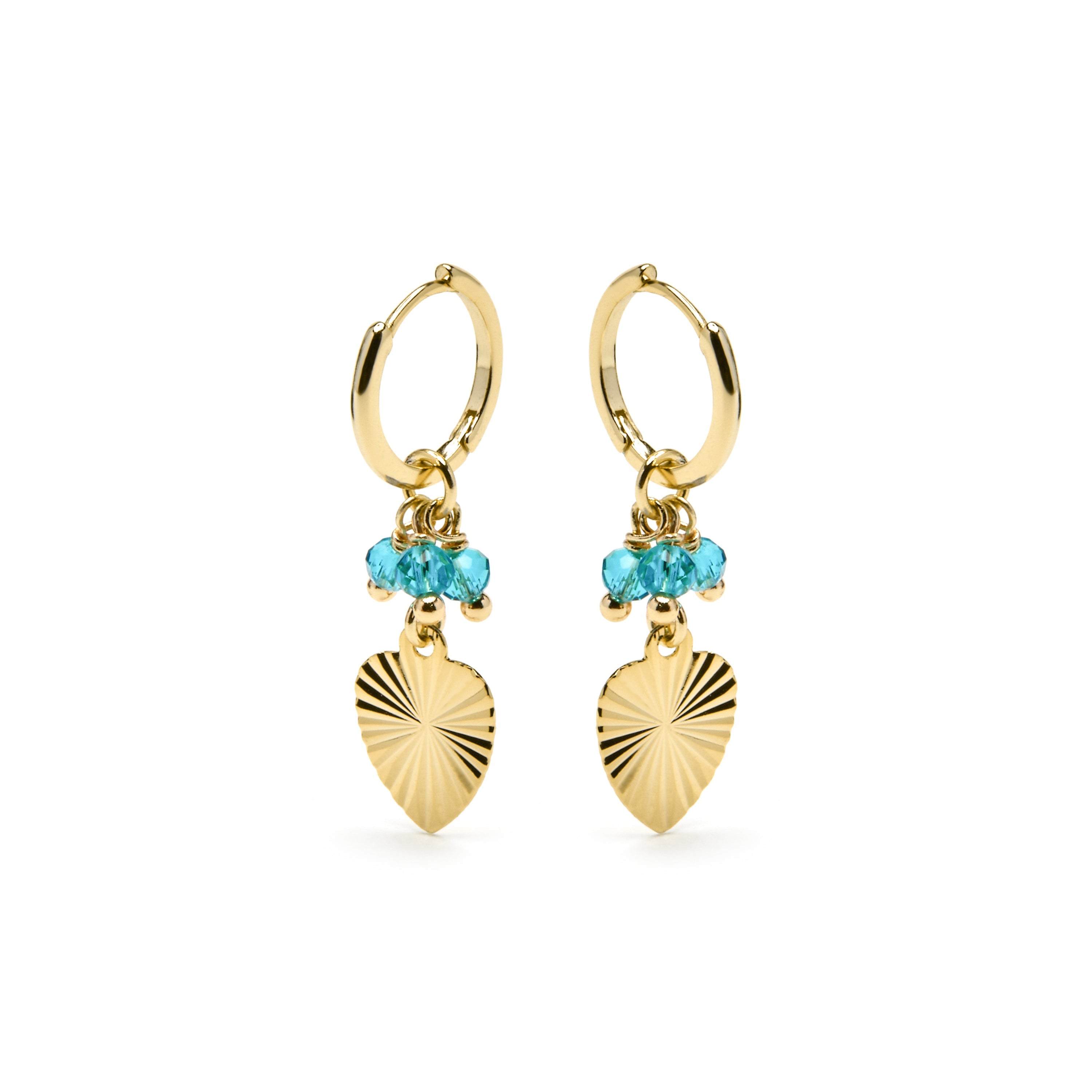 925 Sterling Silver and Green Crystal Earrings with 18k Yellow Gold Finish - Sopu
