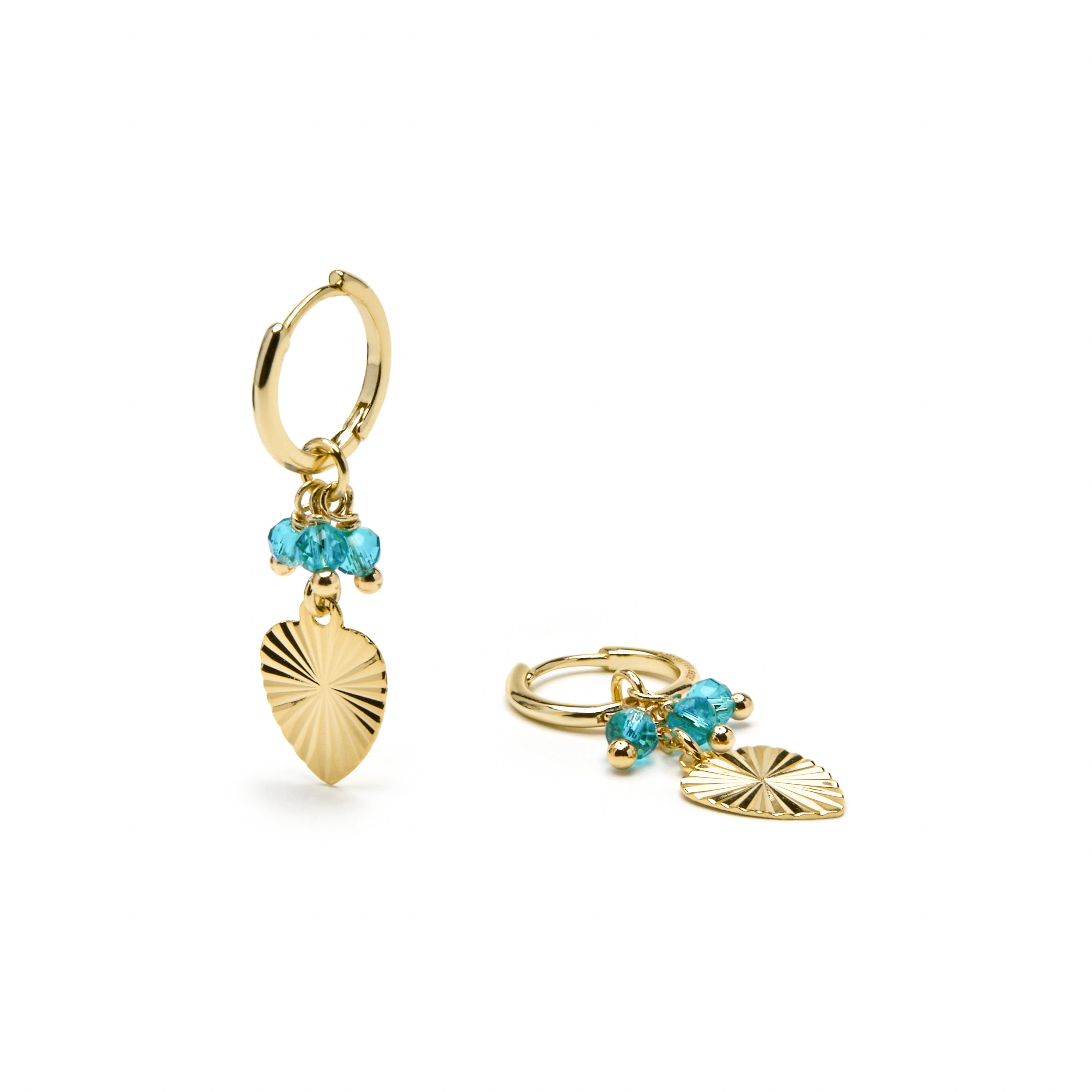 Brincos de Prata de Lei 925 e Cristal Verde com acabamento em ouro amarelo 18k - Sopu