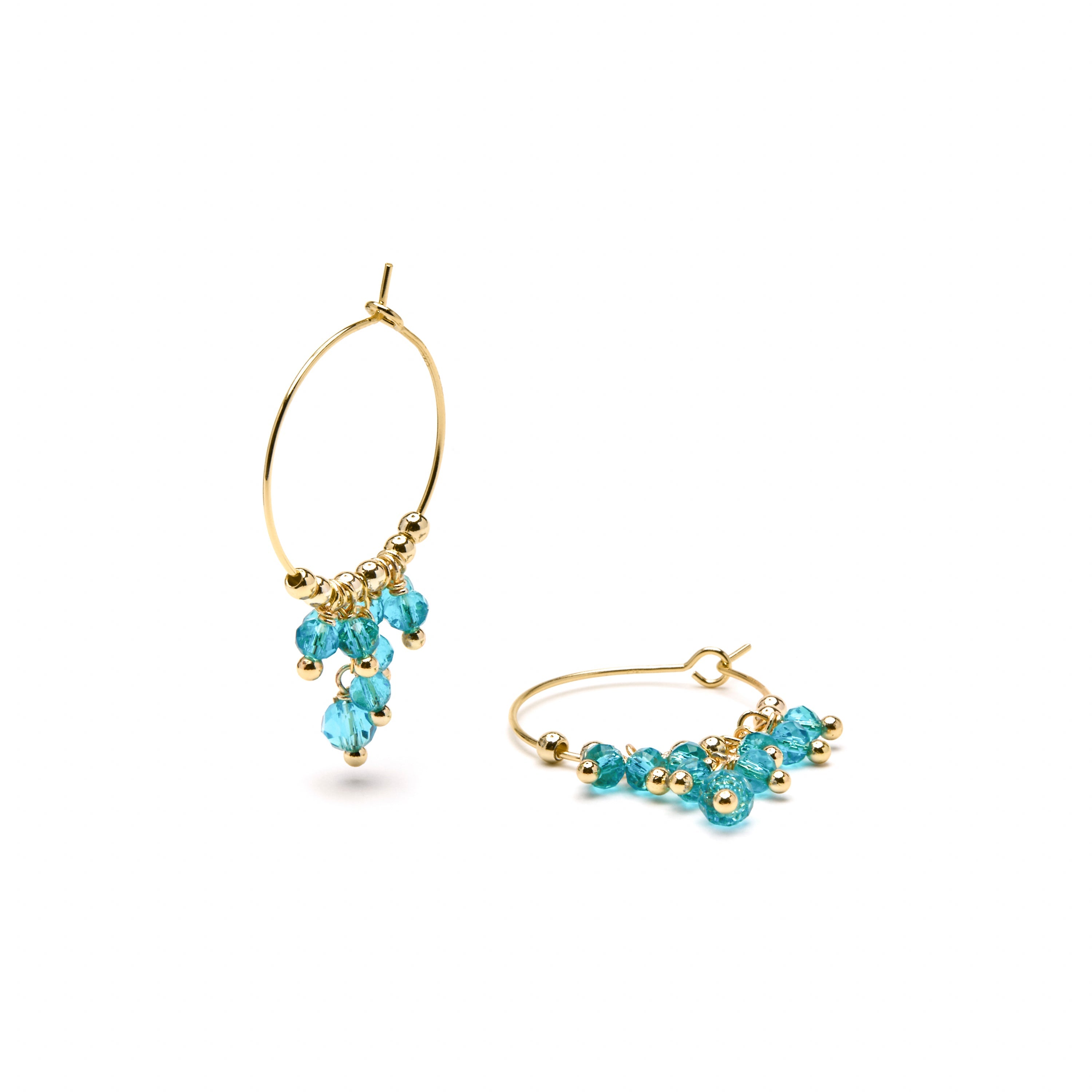 925 Sterling Silver and Green Crystal Earrings with 18k Yellow Gold Finish - Drako