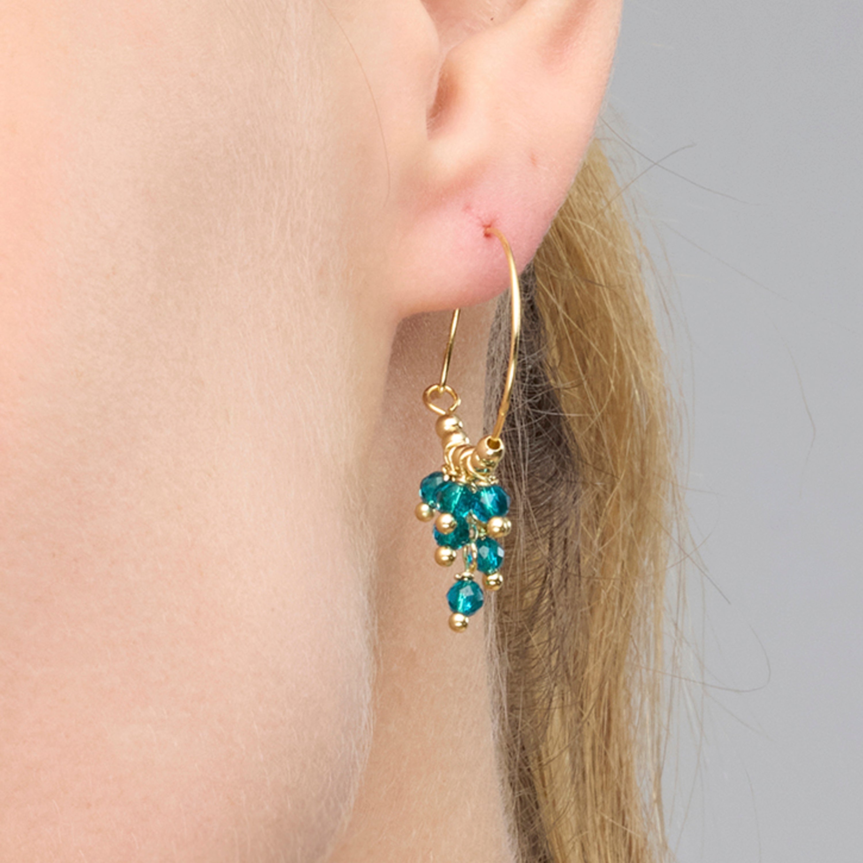 925 Sterling Silver and Green Crystal Earrings with 18k Yellow Gold Finish - Drako
