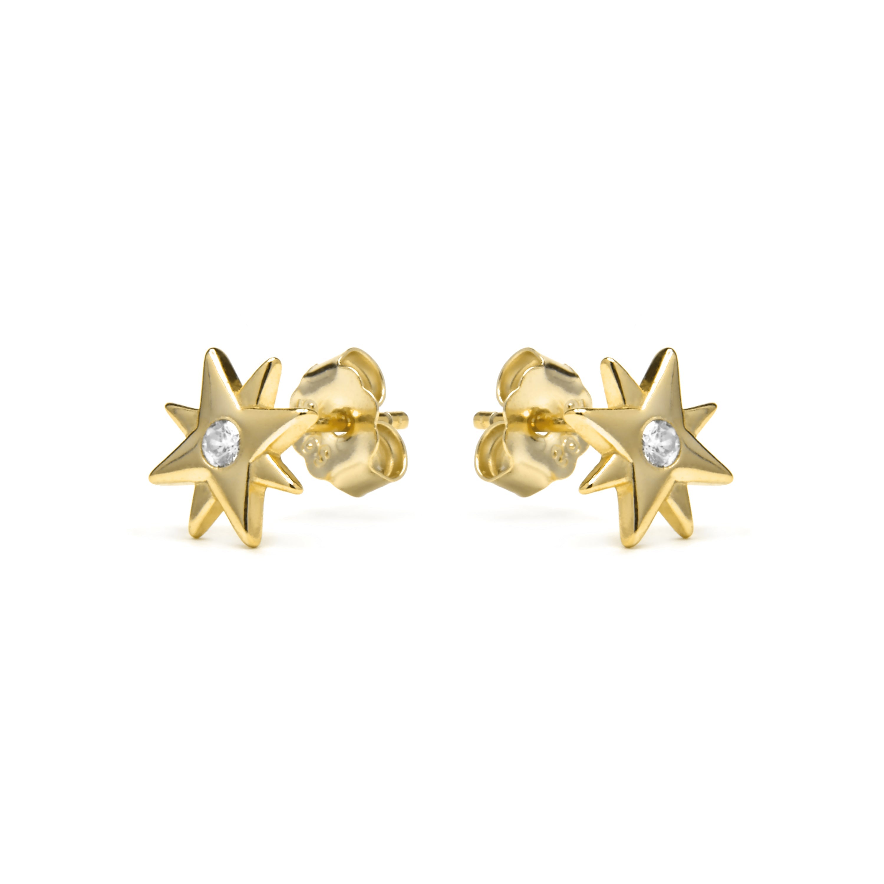 925 Sterling Silver and Brilliant Zirconia Earrings in 18k Yellow Gold Finish - Meril