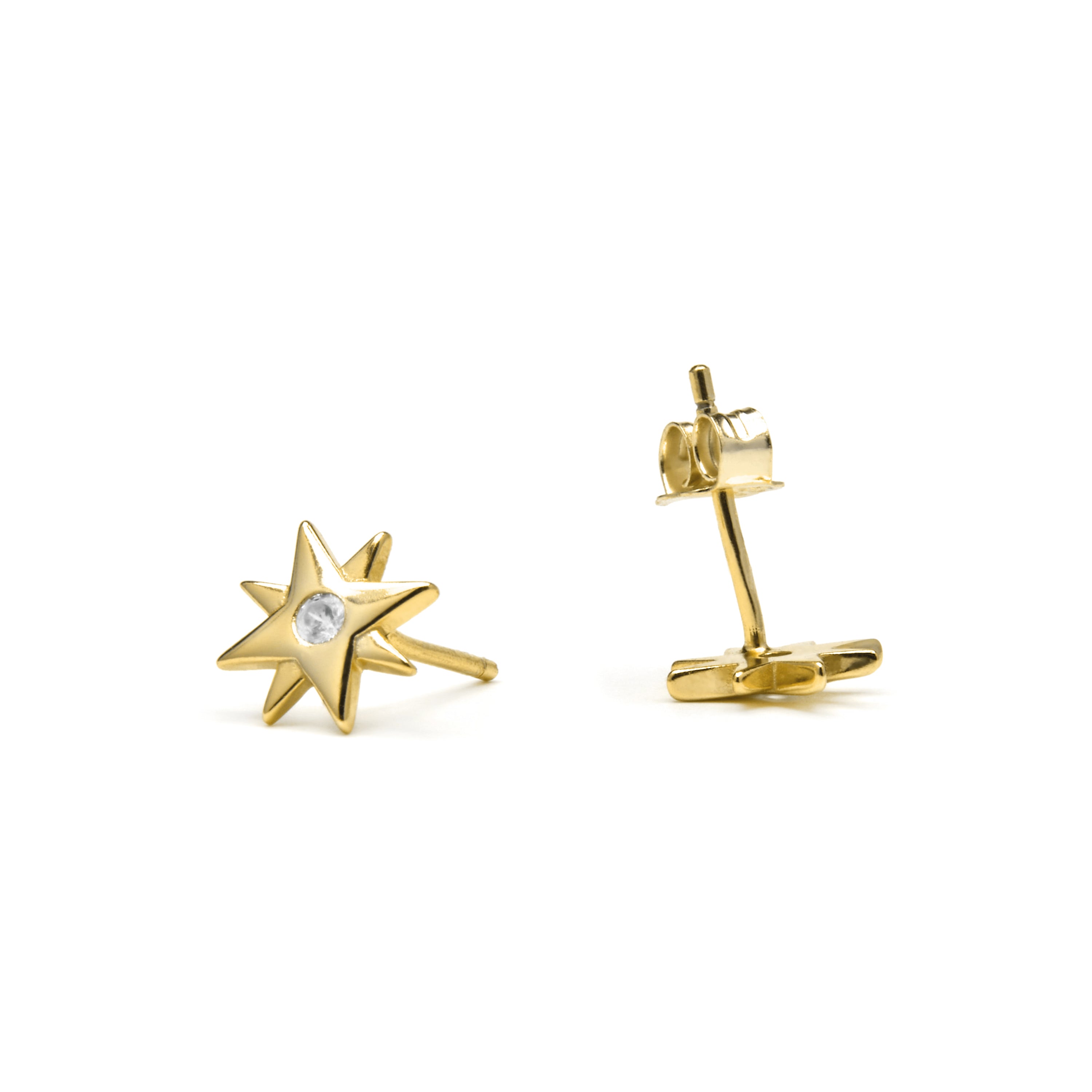 925 Sterling Silver and Brilliant Zirconia Earrings in 18k Yellow Gold Finish - Meril