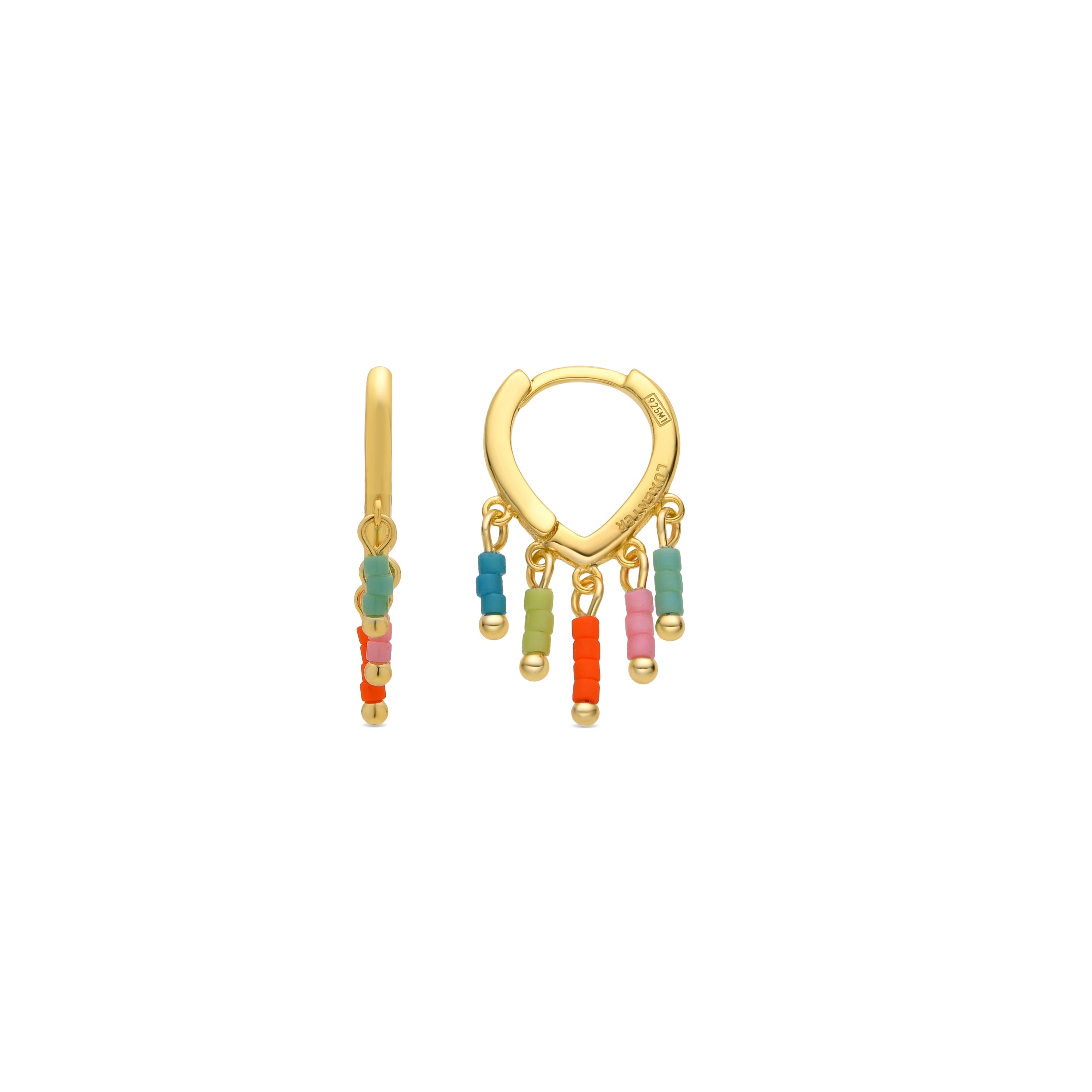 925 Sterling Silver and Multicolor Lacquer Earrings with 18k Yellow Gold Finish - Mandel