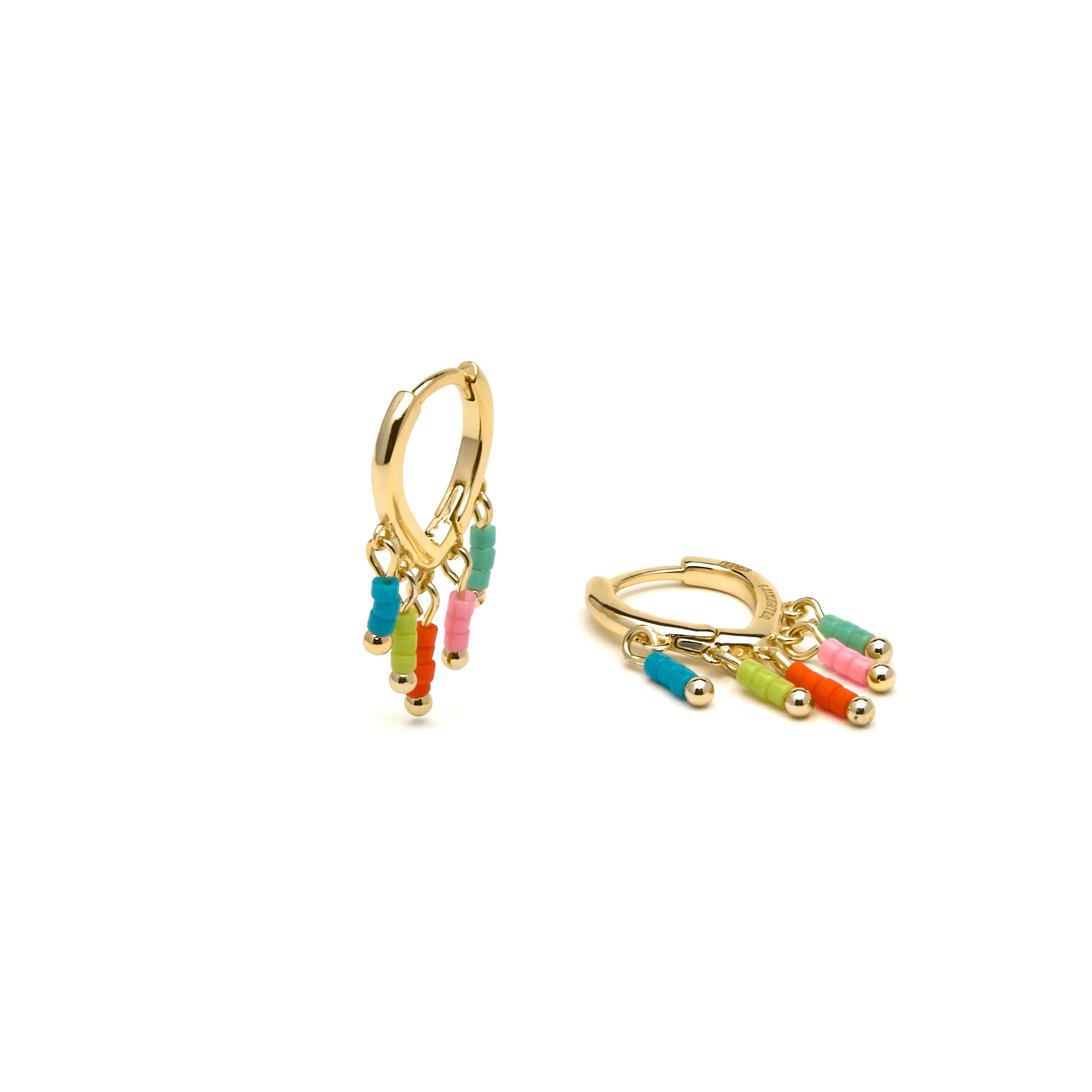 Pendientes de Plata de Ley 925 y Lacado Multicolor acabado oro amarillo de 18k - Mandel