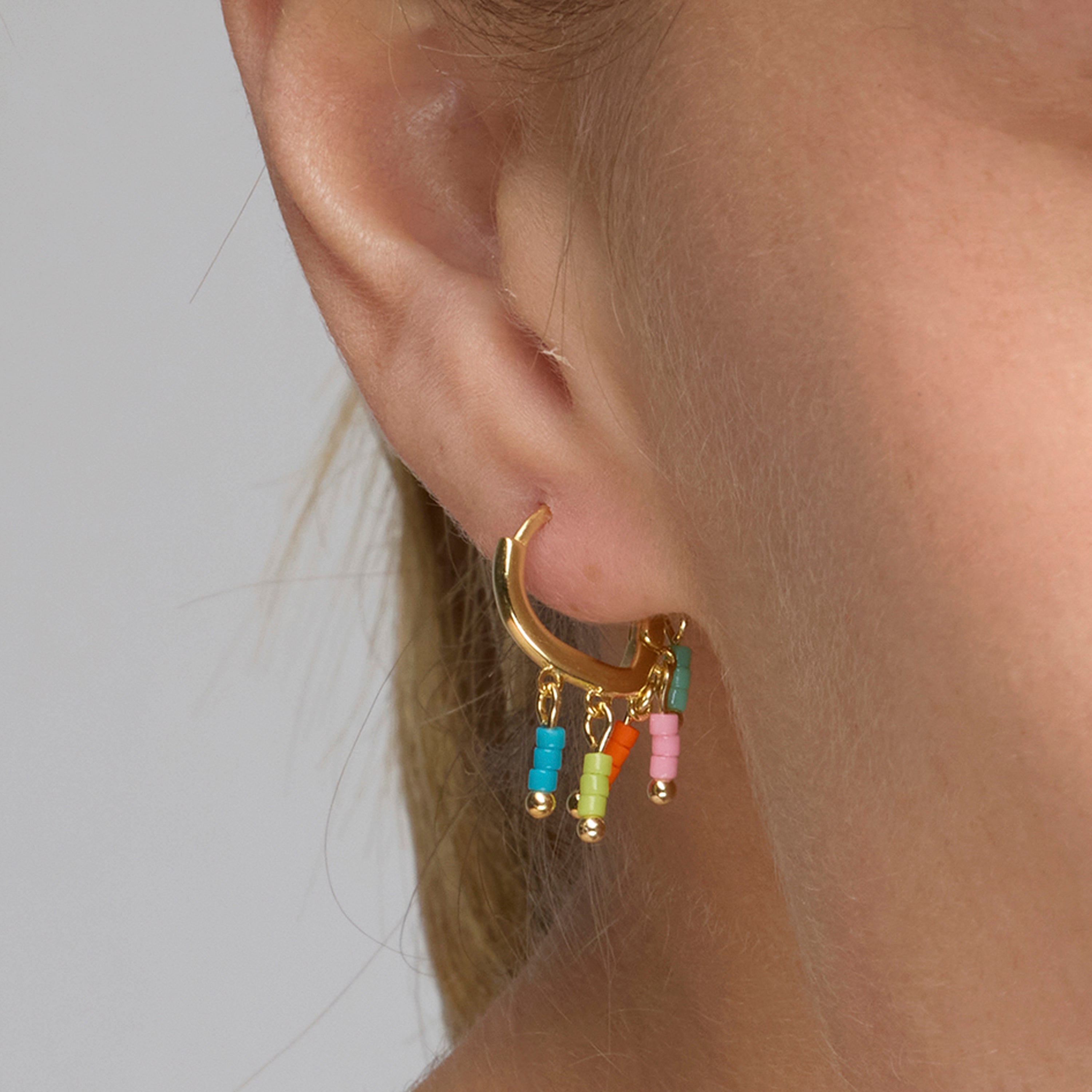 Pendientes de Plata de Ley 925 y Lacado Multicolor acabado oro amarillo de 18k - Mandel
