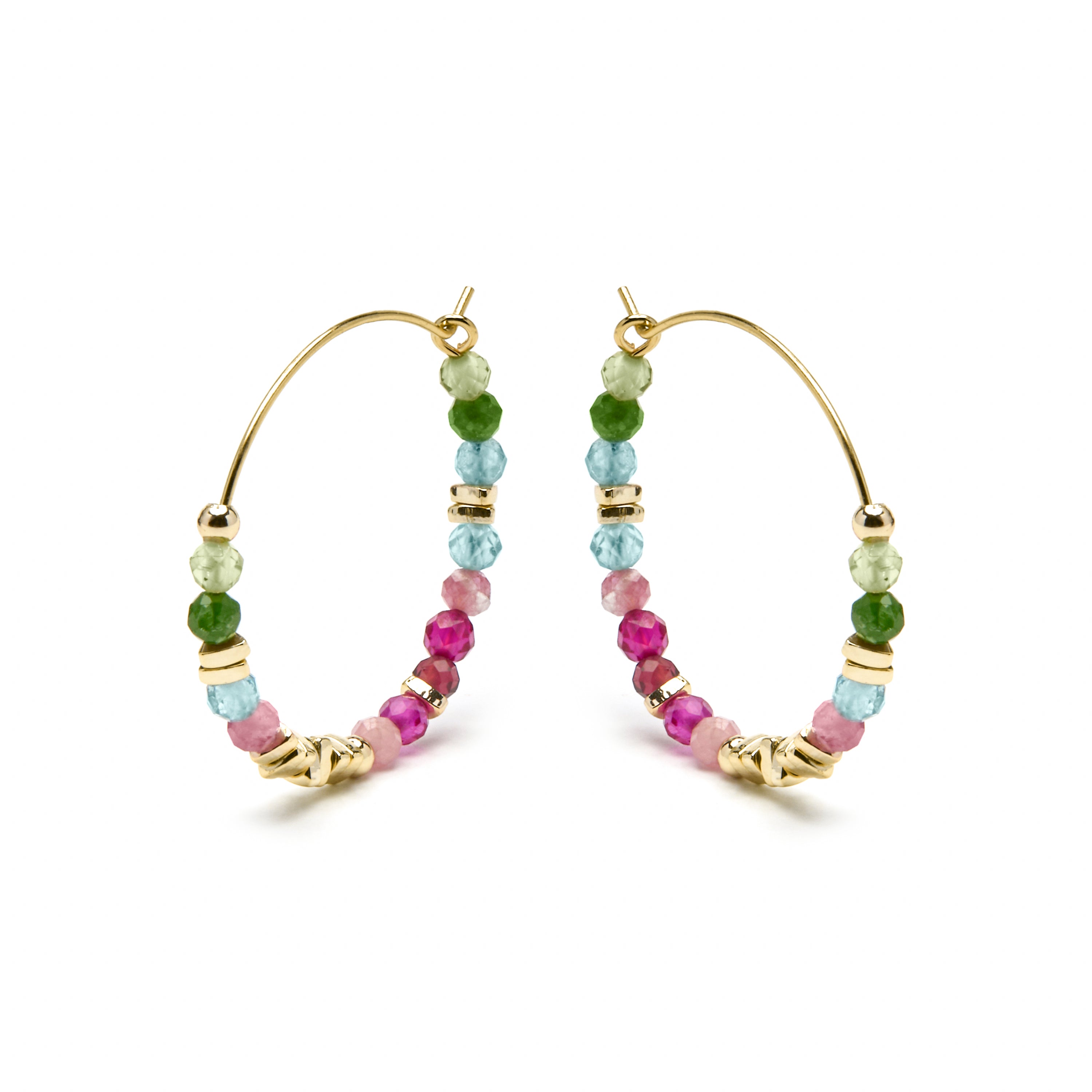 Brincos de Prata 925 e Cristal Multicolorido com acabamento em ouro amarelo 18k - Ane