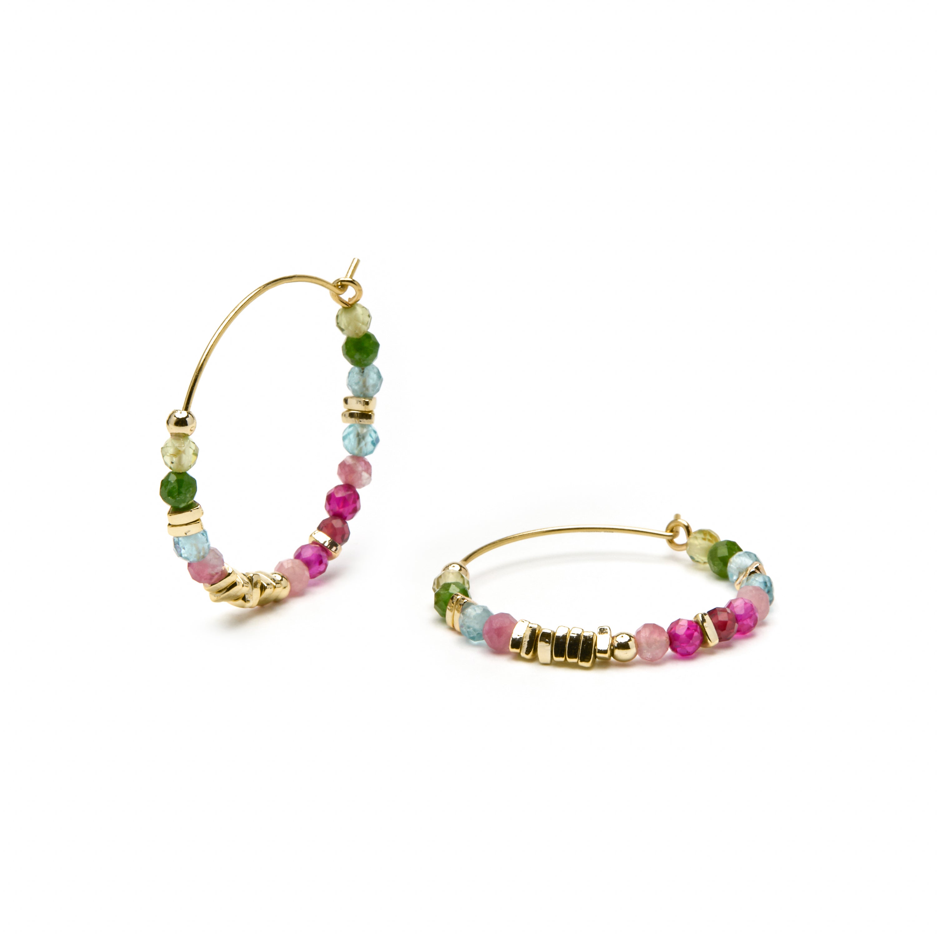 Brincos de Prata 925 e Cristal Multicolorido com acabamento em ouro amarelo 18k - Ane