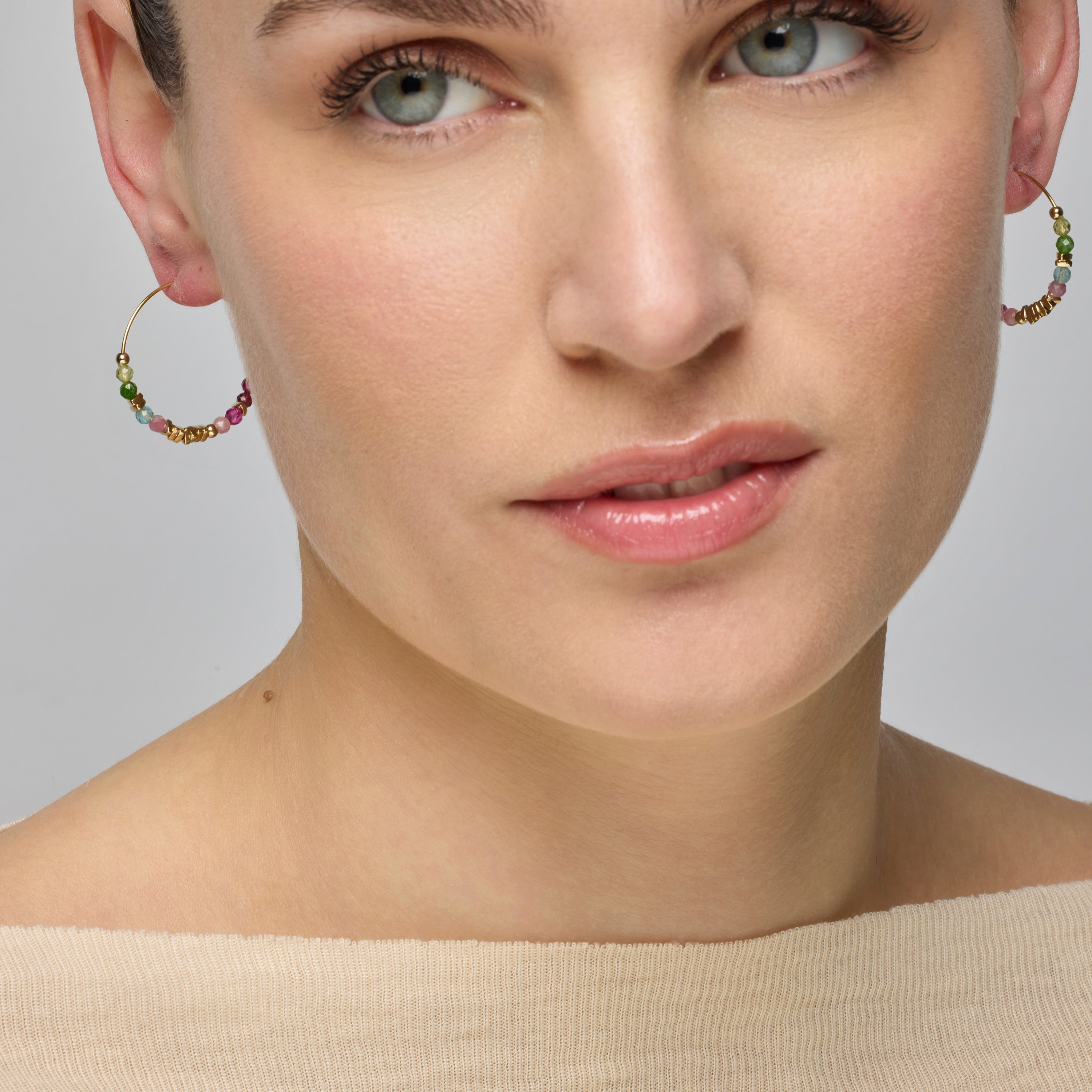 Brincos de Prata 925 e Cristal Multicolorido com acabamento em ouro amarelo 18k - Ane