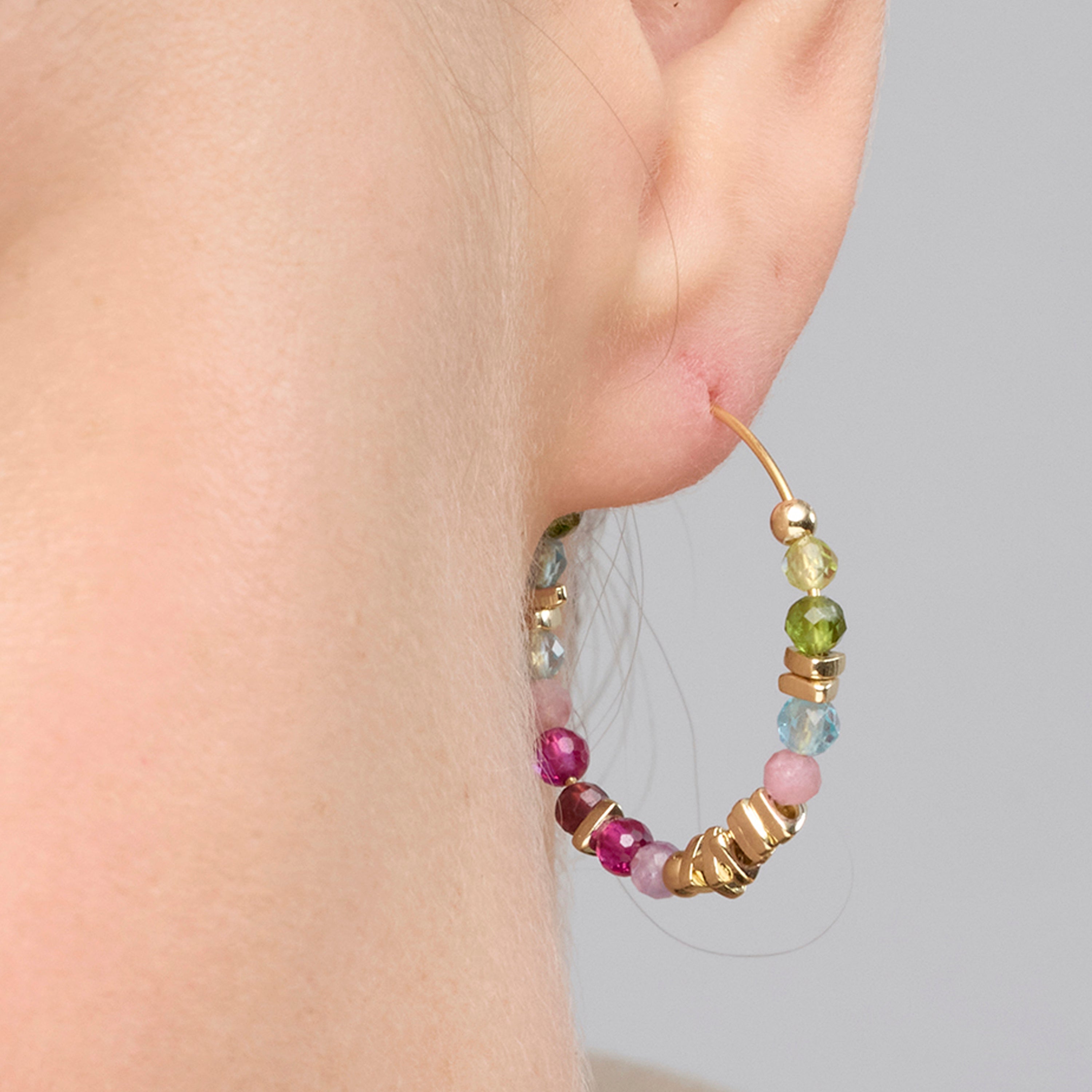Brincos de Prata 925 e Cristal Multicolorido com acabamento em ouro amarelo 18k - Ane