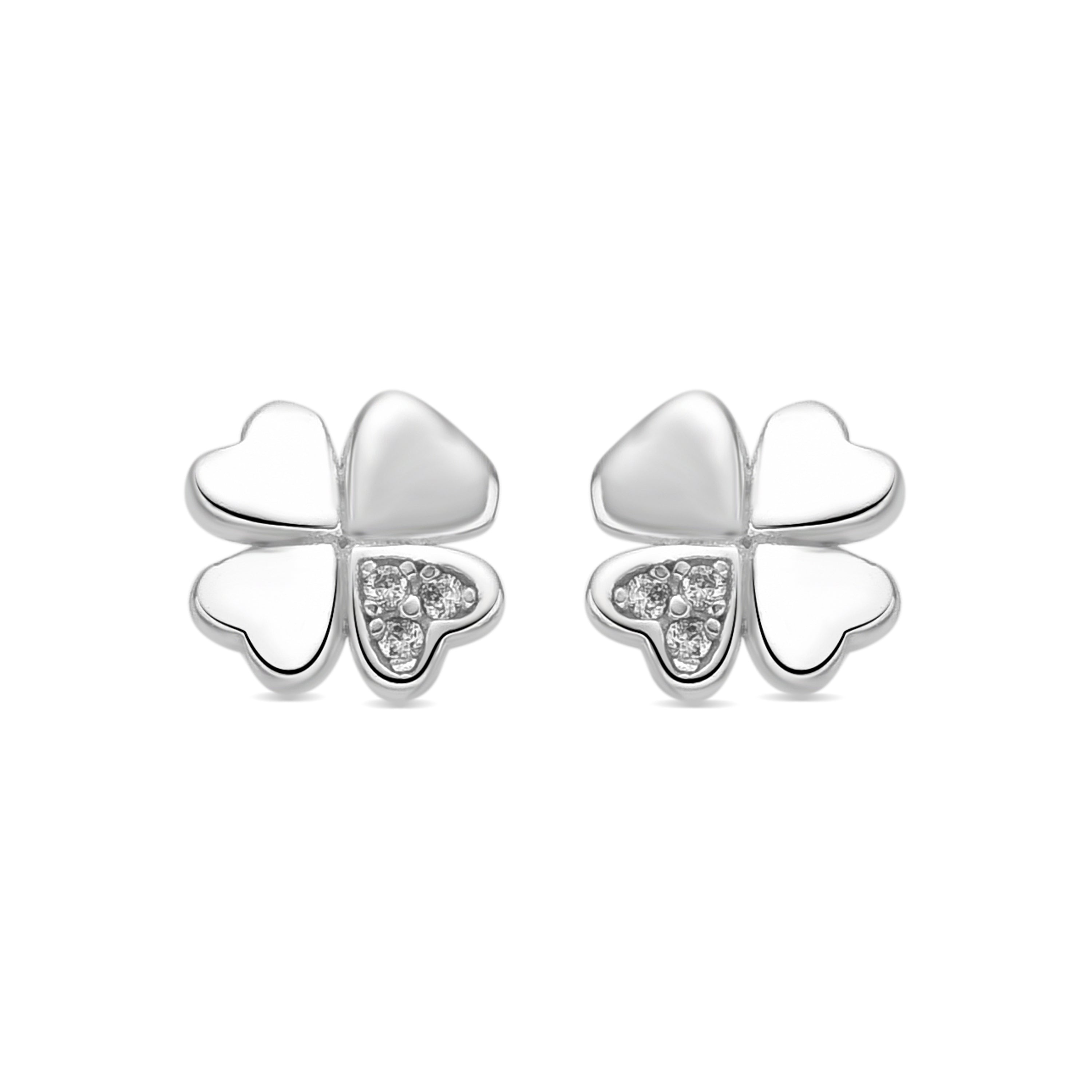 925 Sterling Silver and Brilliant Zirconia Earrings, Rhodium Finish - Skiram