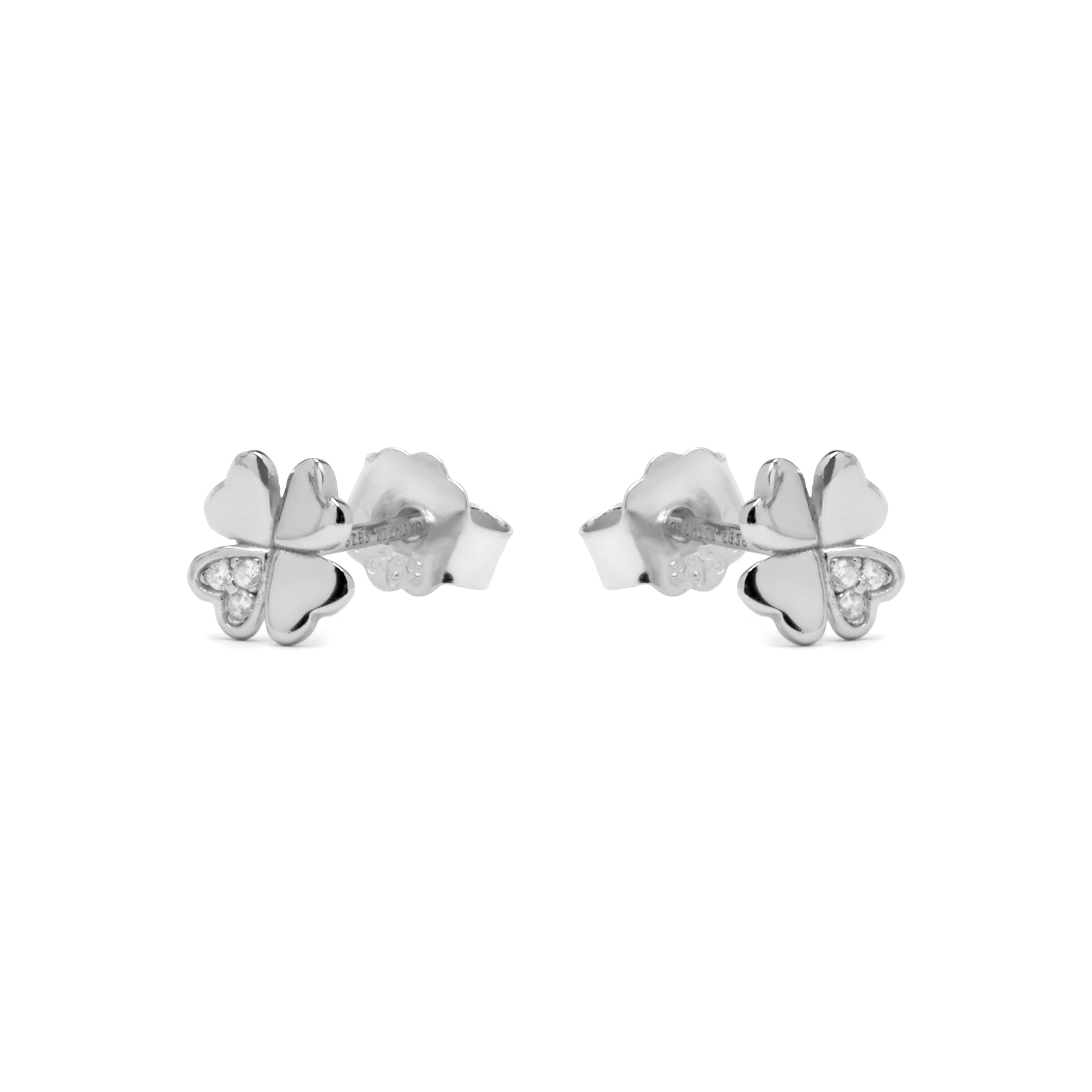 925 Sterling Silver and Brilliant Zirconia Earrings, Rhodium Finish - Skiram