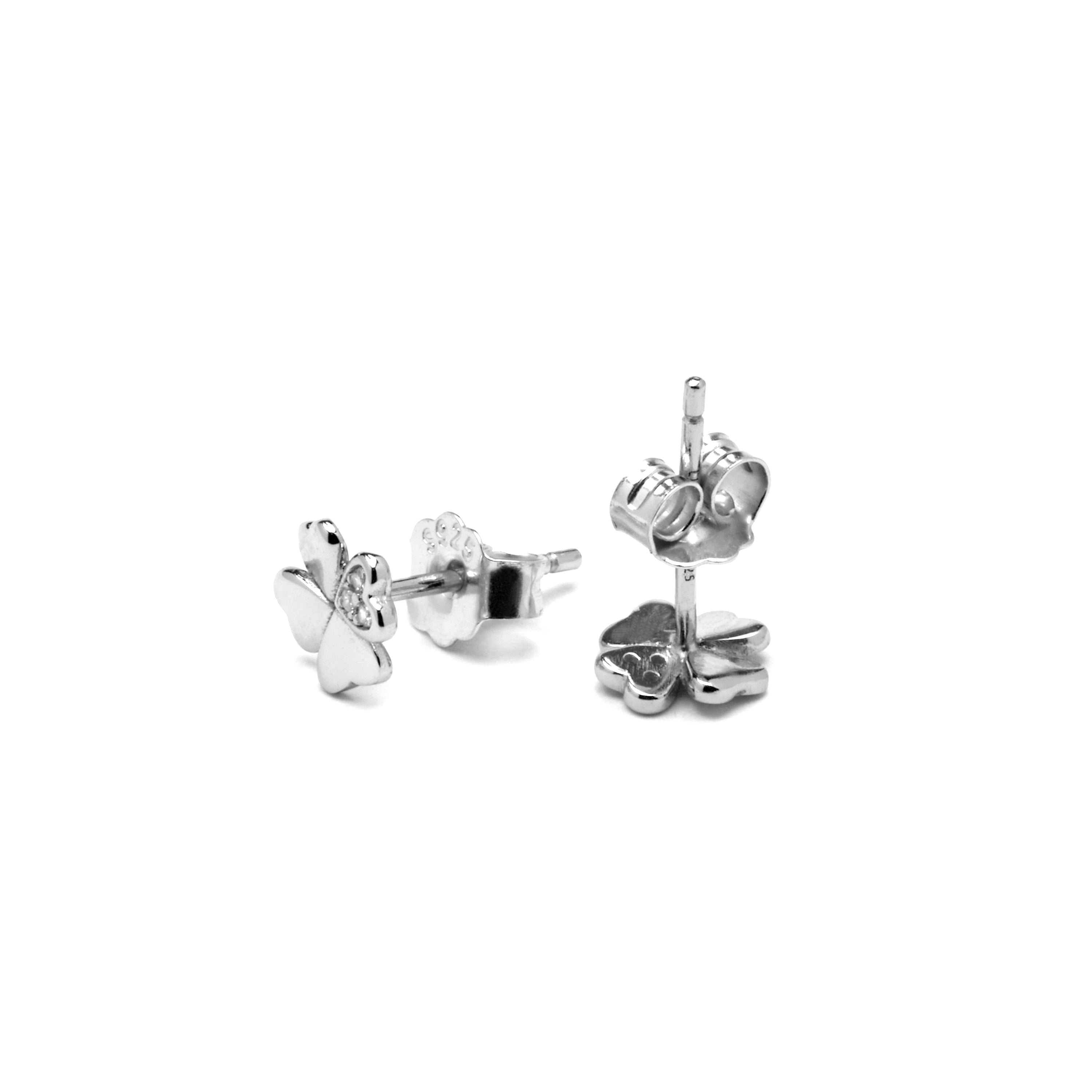 925 Sterling Silver and Brilliant Zirconia Earrings, Rhodium Finish - Skiram