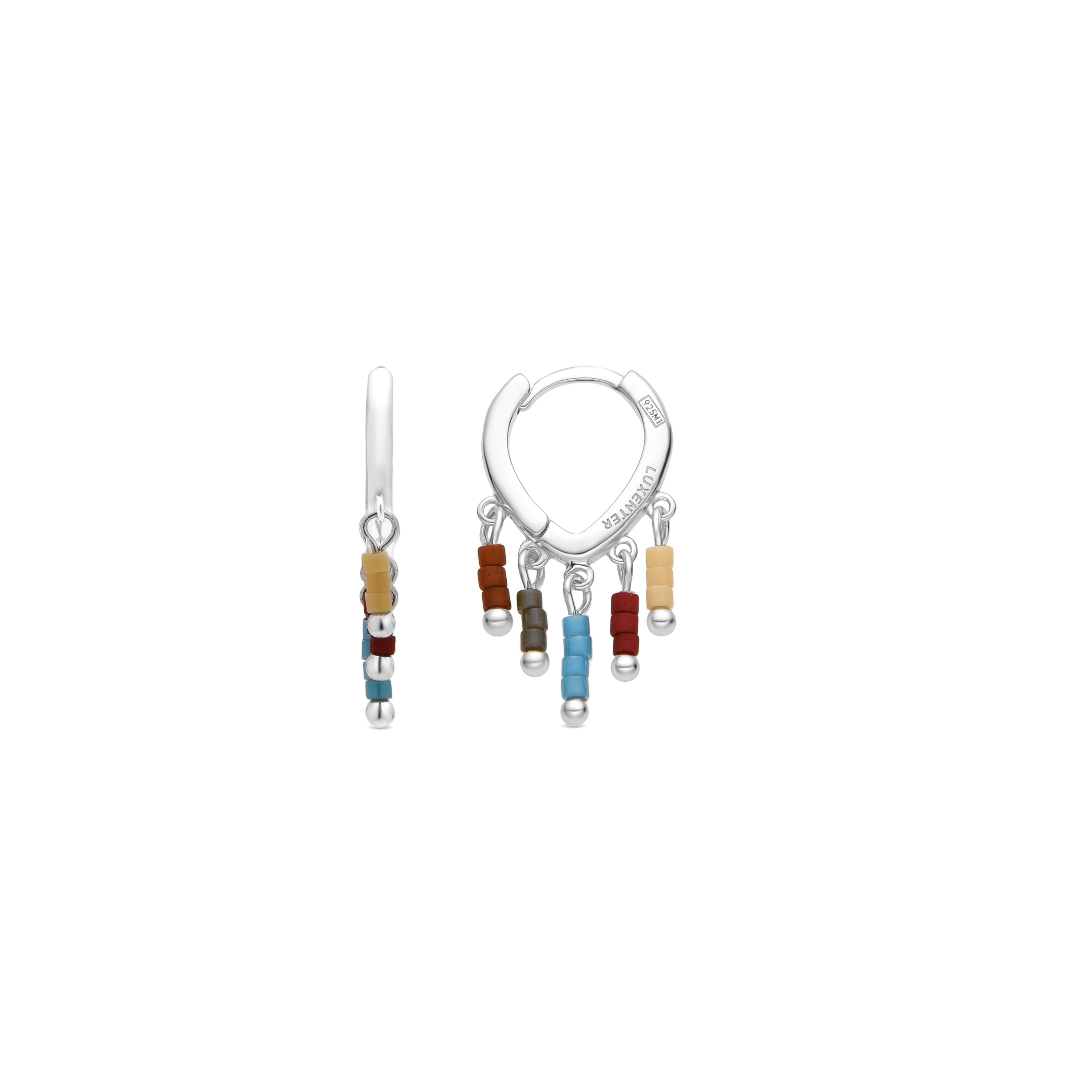 925 Sterling Silver and Multicolor Lacquer Earrings with Rhodium Finish - Lelsi